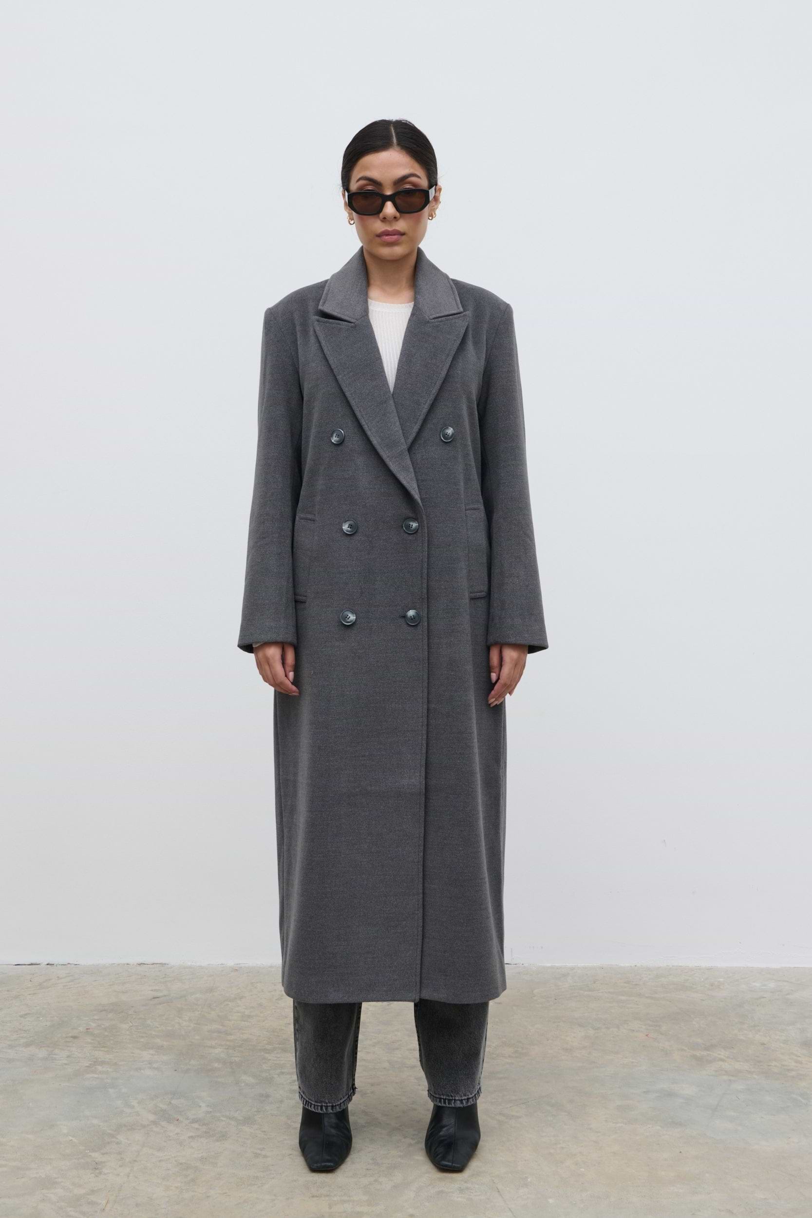 Carissa Oversized Tailored Coat - Charcoal