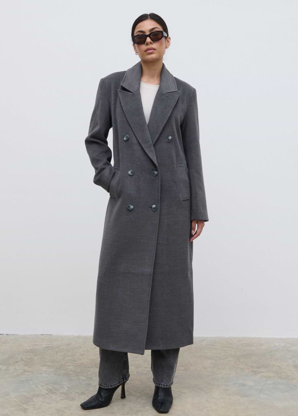 Carissa Oversized Tailored Coat - Charcoal