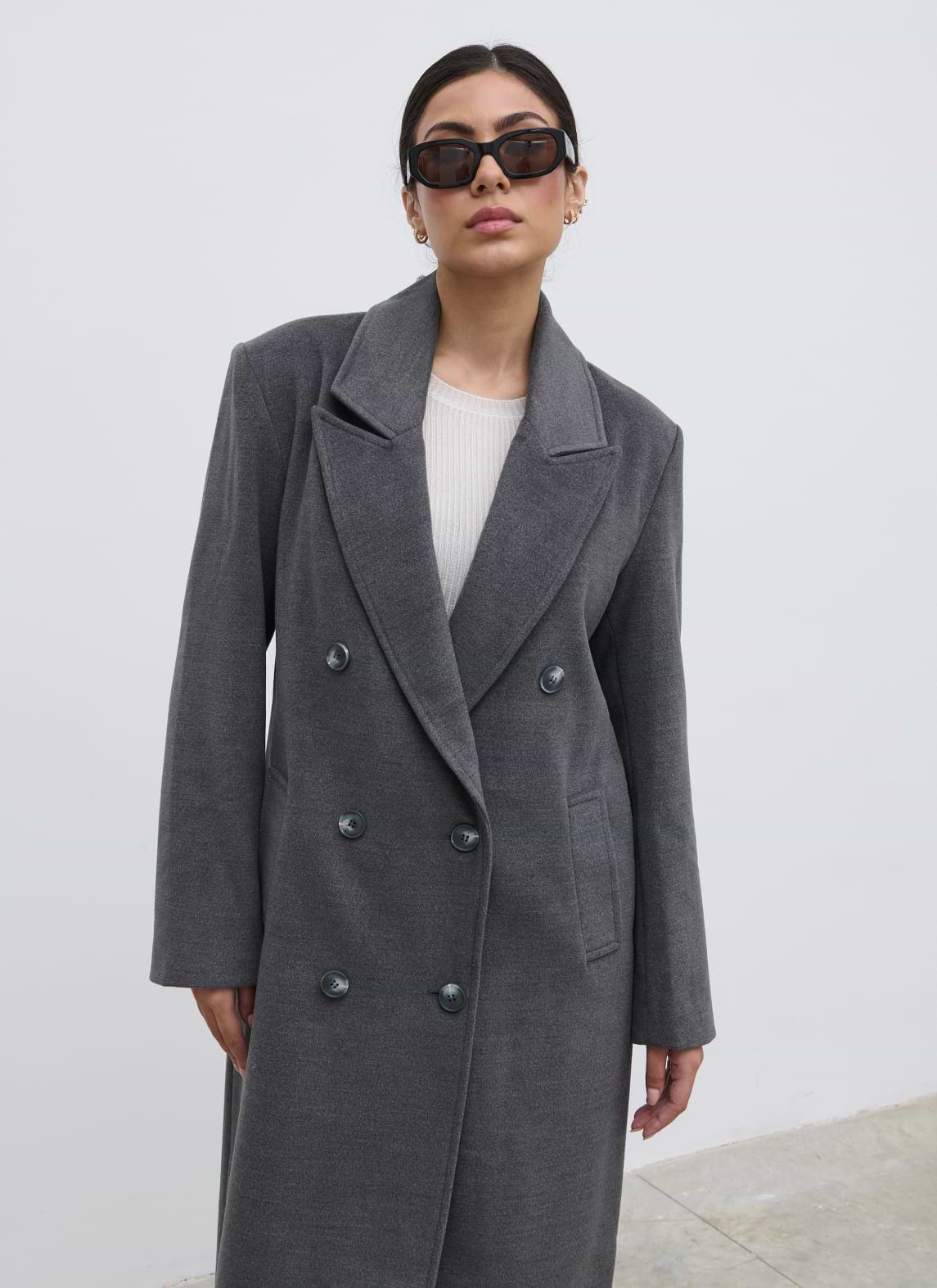 Carissa Oversized Tailored Coat - Charcoal