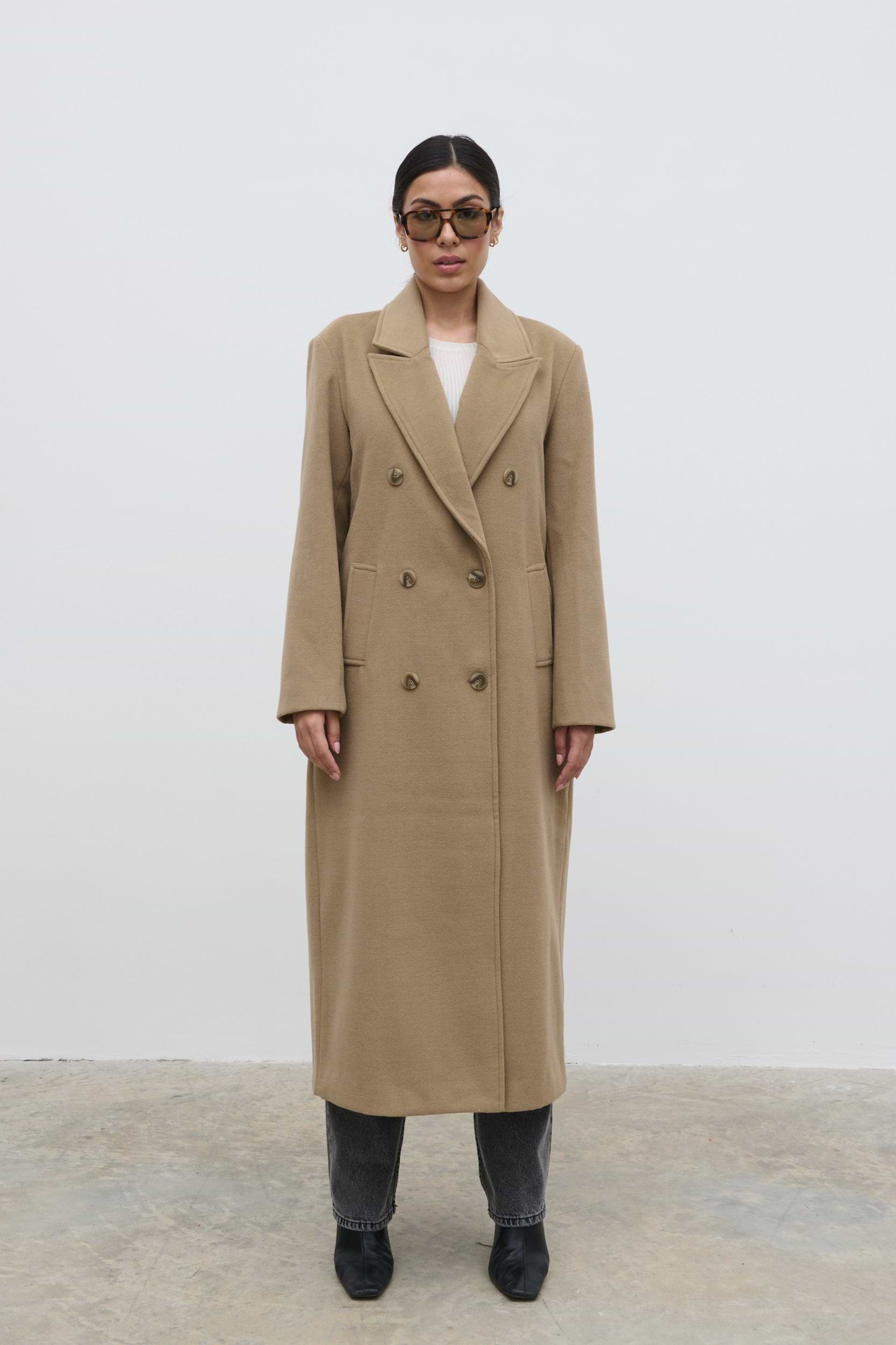 Carissa Oversized Tailored Coat - Taupe