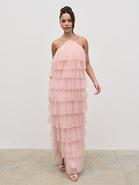 Carri Tulle Maxi Dress - Peony Pink