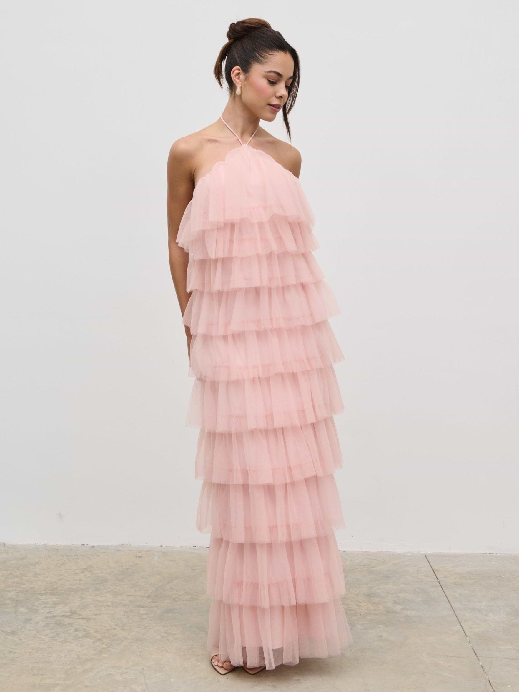 Carri Tulle Maxi Dress - Peony Pink