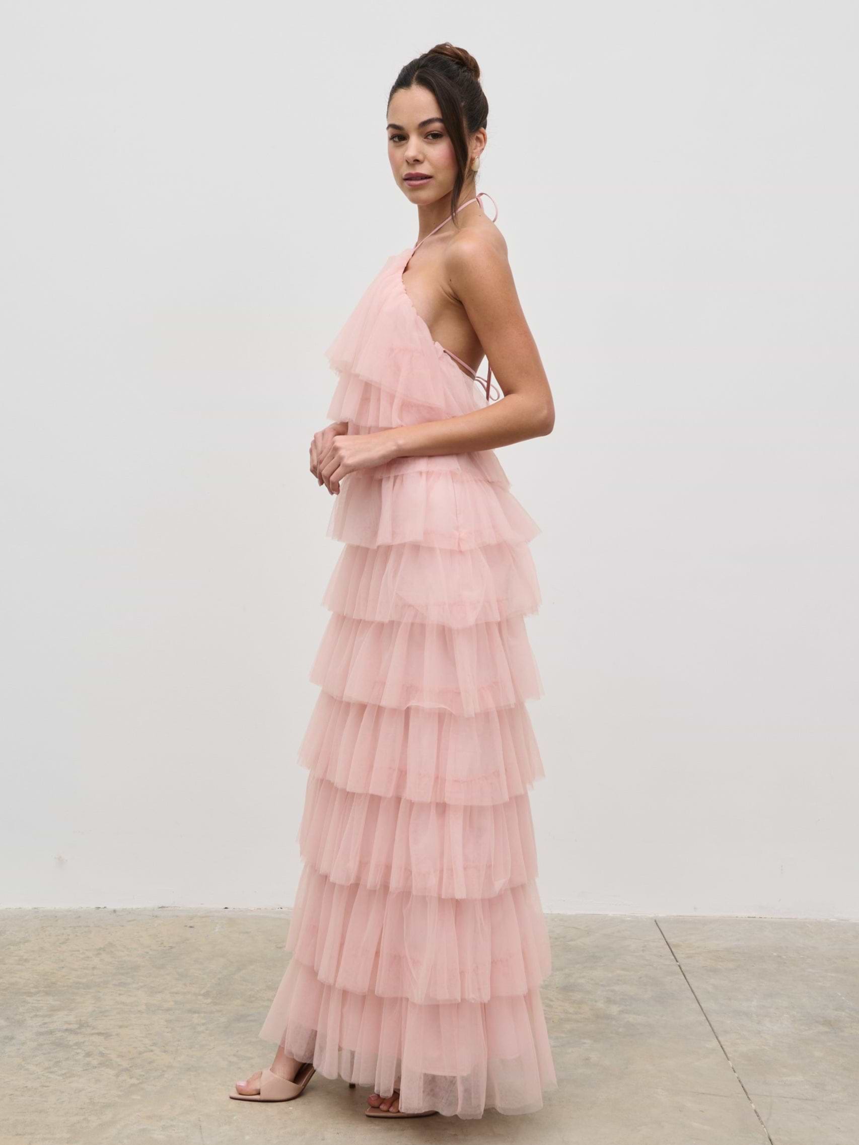 Carri Tulle Maxi Dress - Peony Pink