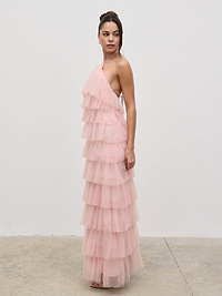Carri Tulle Maxi Dress - Peony Pink