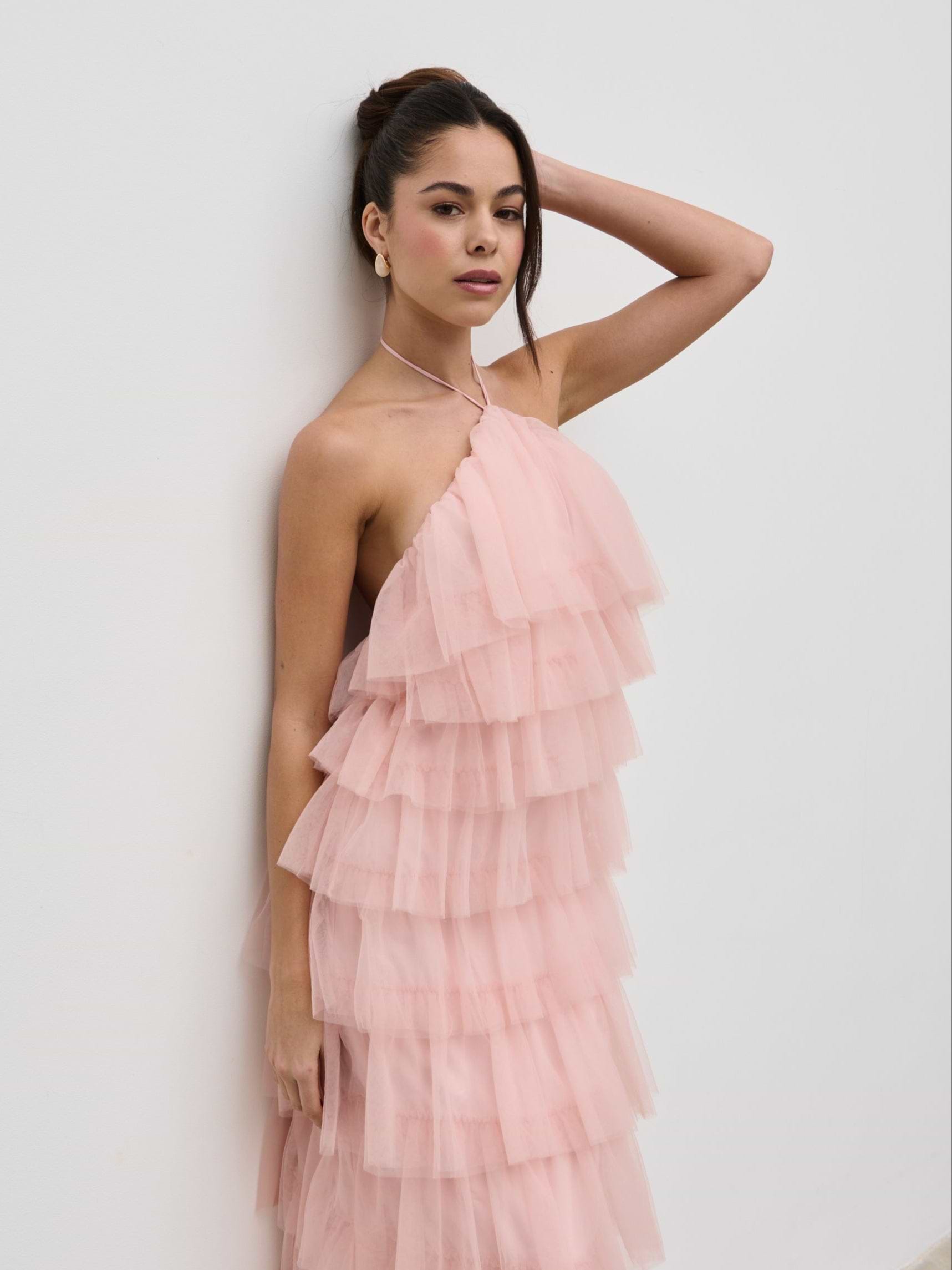 Carri Tulle Maxi Dress - Peony Pink
