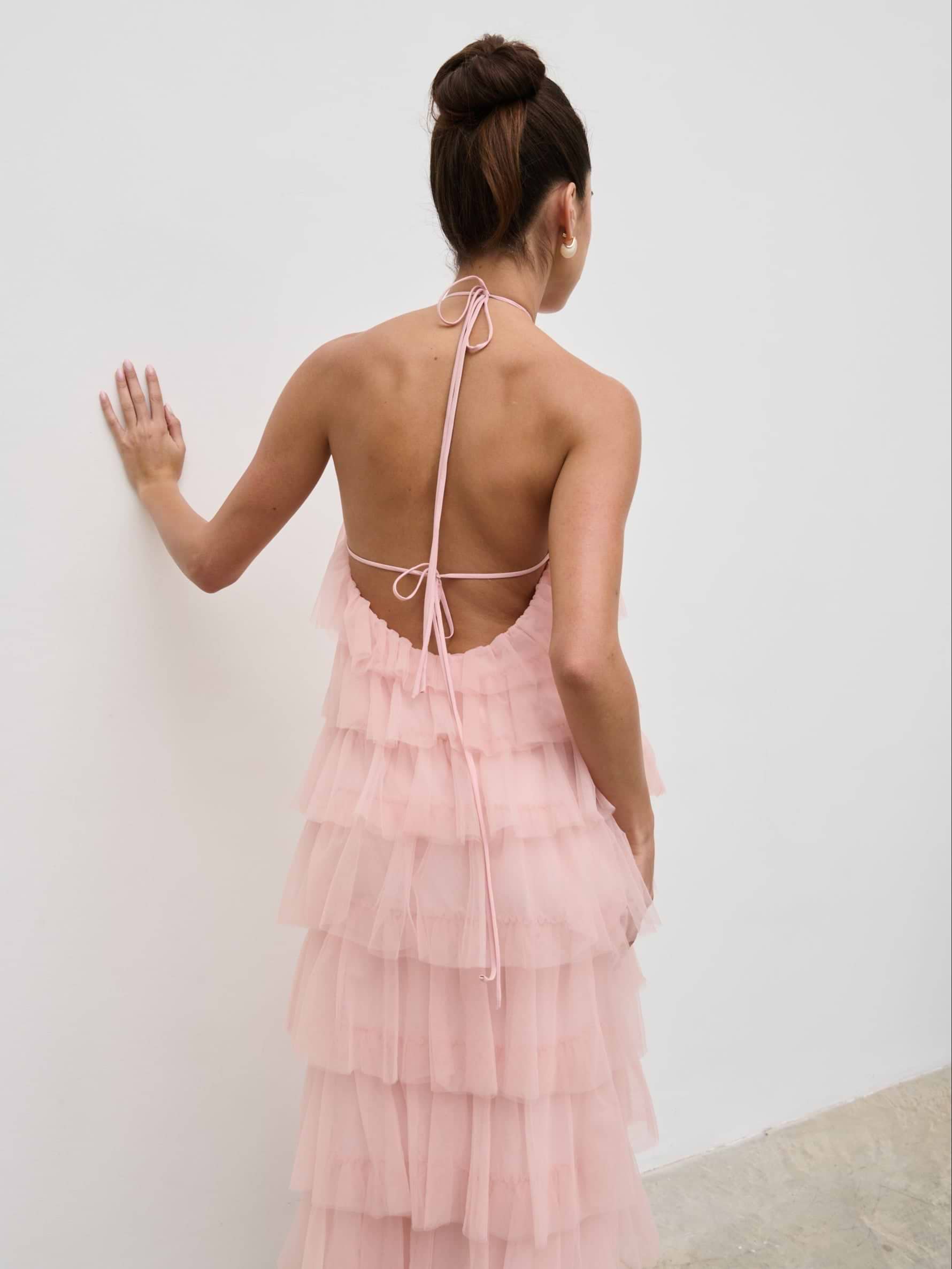 Carri Tulle Maxi Dress - Peony Pink