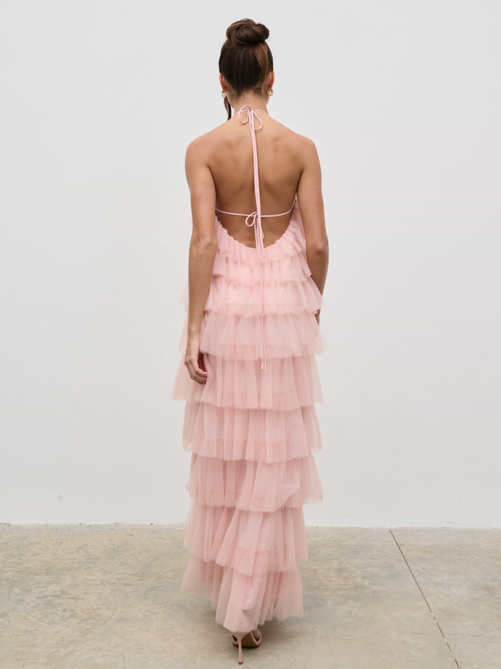 Carri Tulle Maxi Dress - Peony Pink