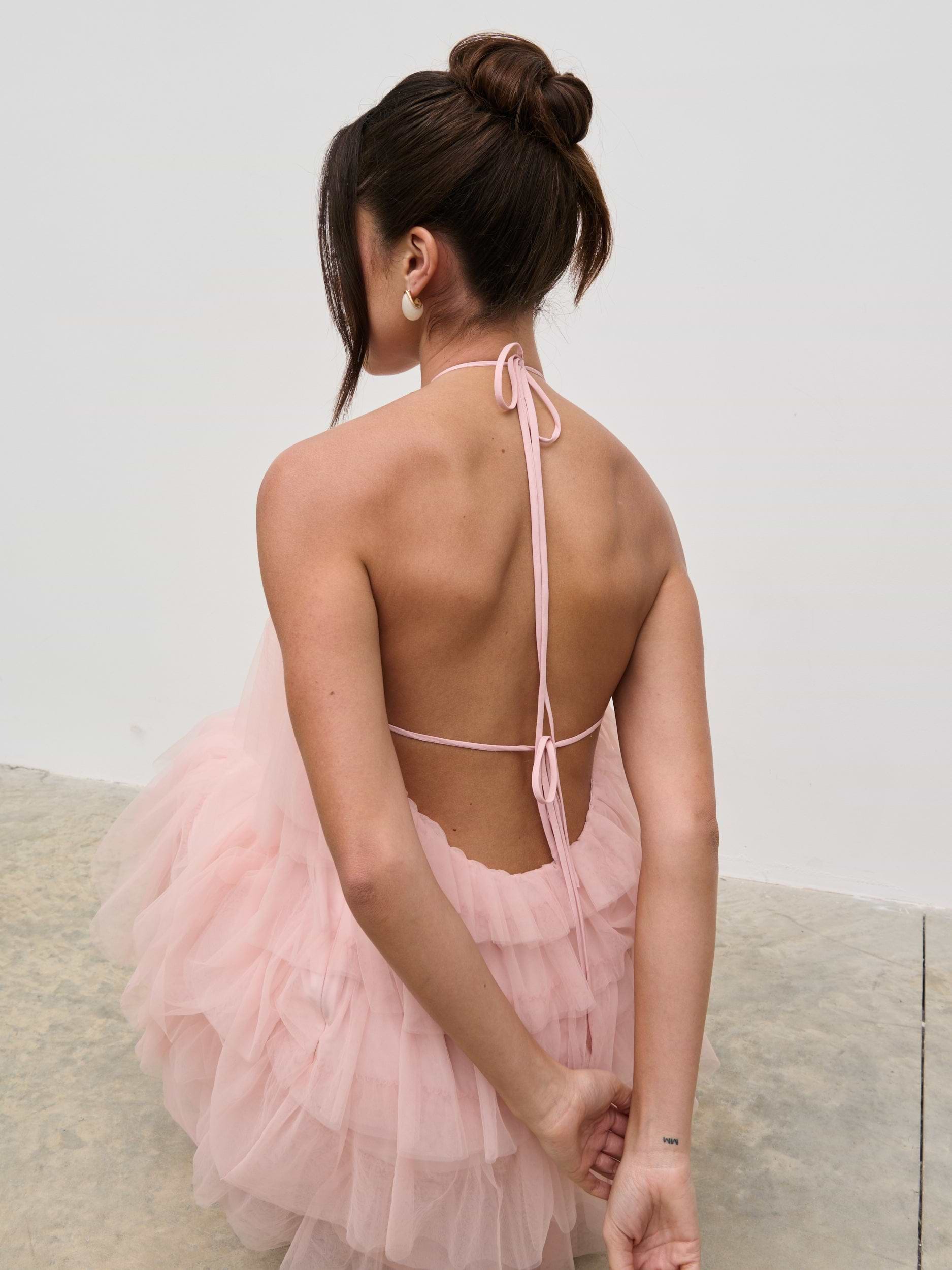 Carri Tulle Maxi Dress - Peony Pink