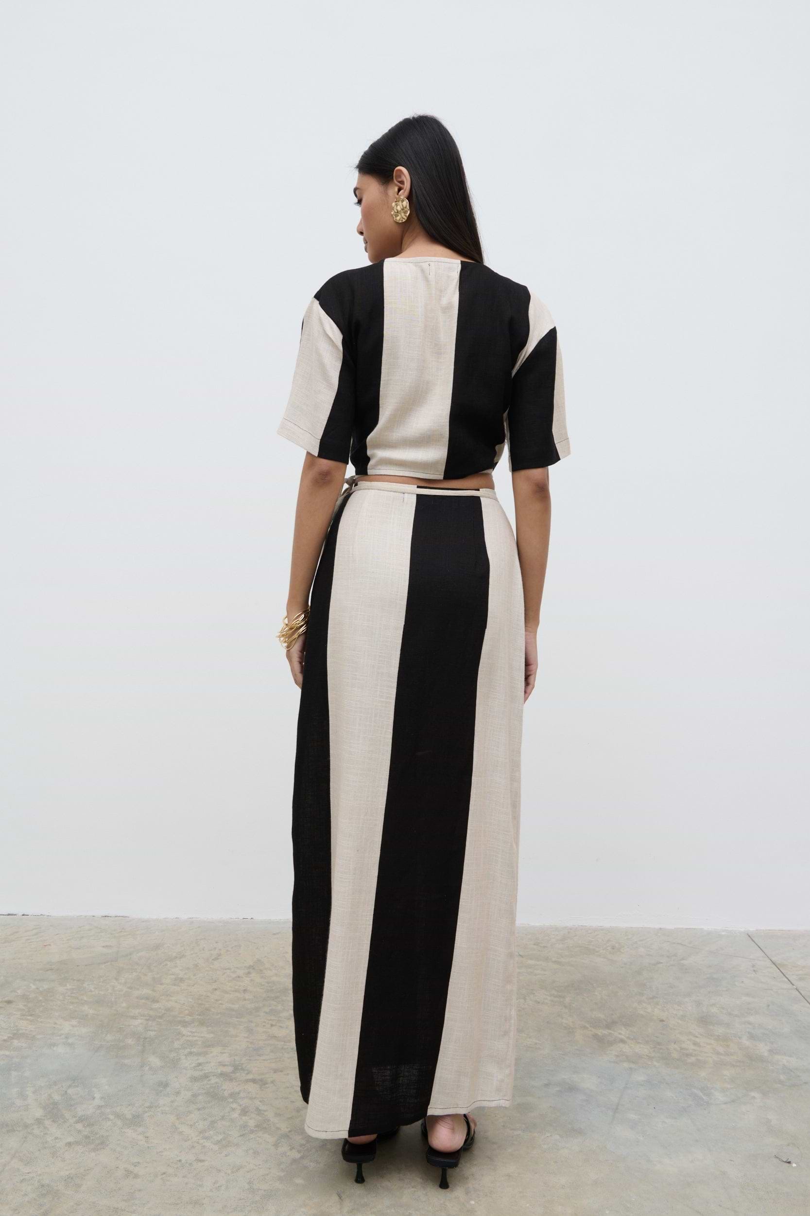 Chaya Printed Wrap Top - Cream and Black