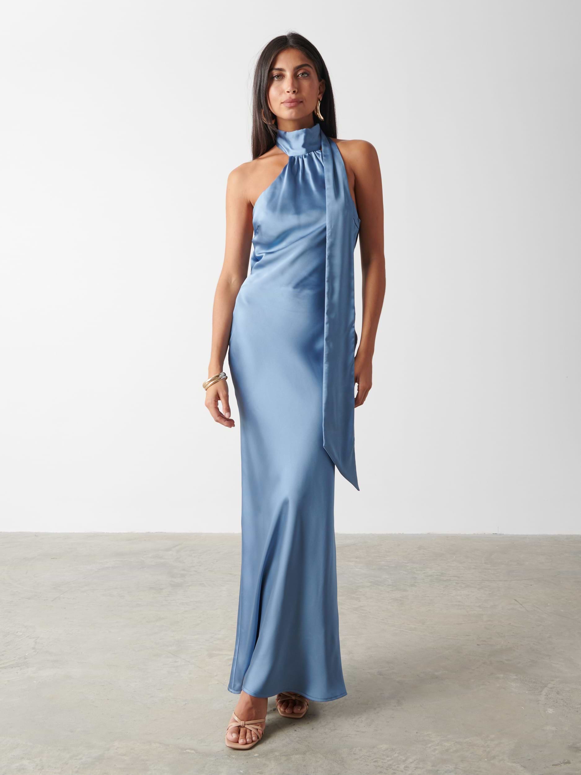 Chlo√© Scarf Maxi Dress - Powder Blue