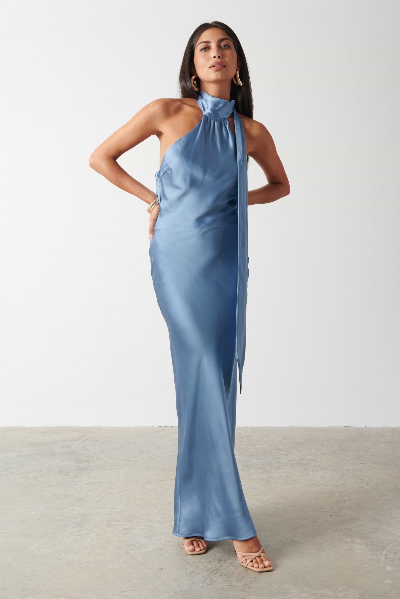Chlo√© Scarf Maxi Dress - Powder Blue