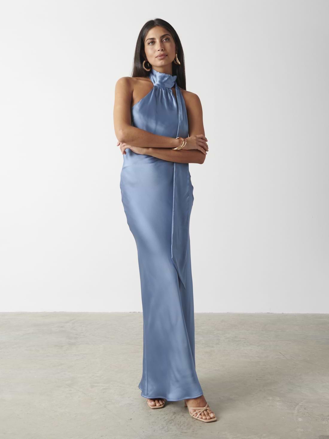 Chlo√© Scarf Maxi Dress - Powder Blue
