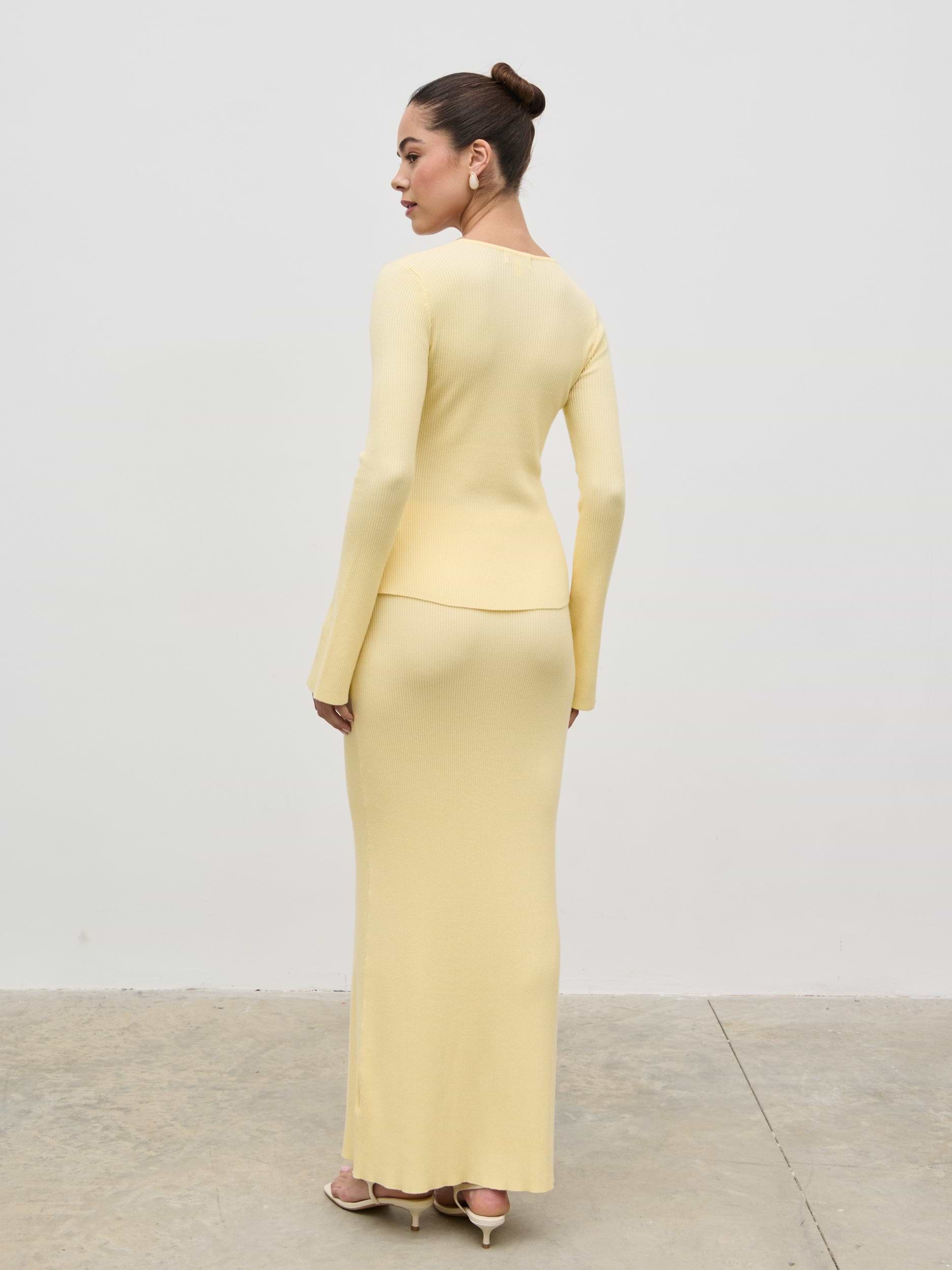 Clemmie Rosette Knit Top - Pale Lemon