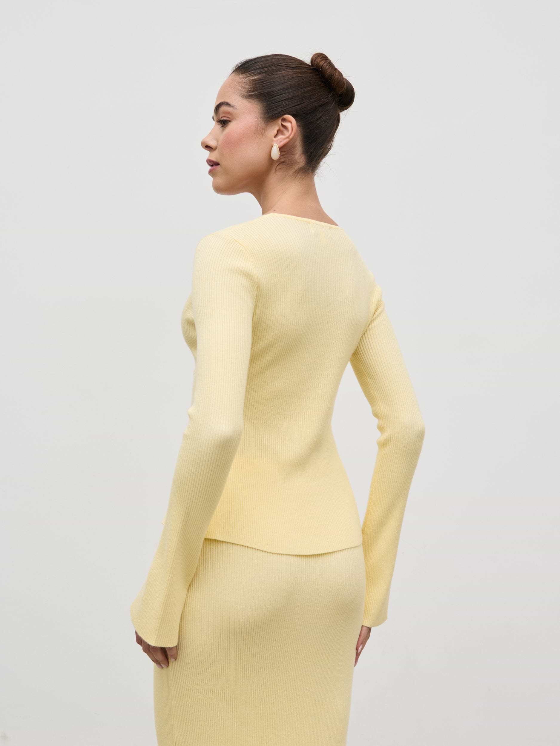 Clemmie Rosette Knit Top - Pale Lemon