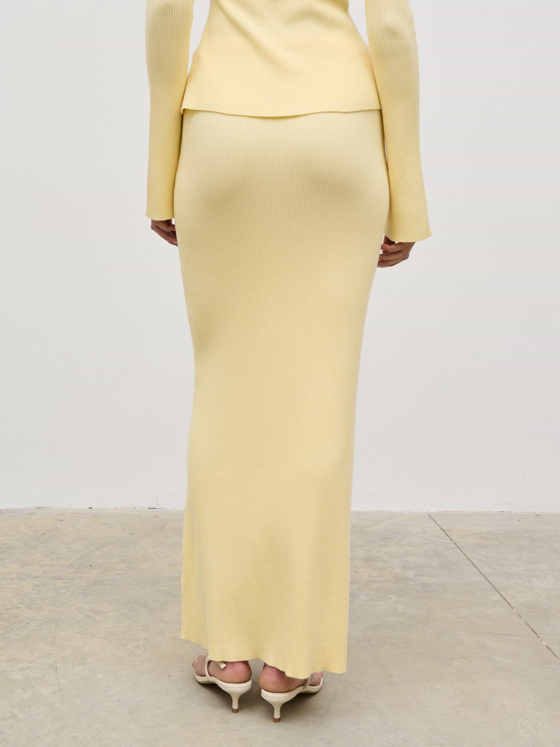 Clemmie Knit Maxi Skirt - Pale Lemon