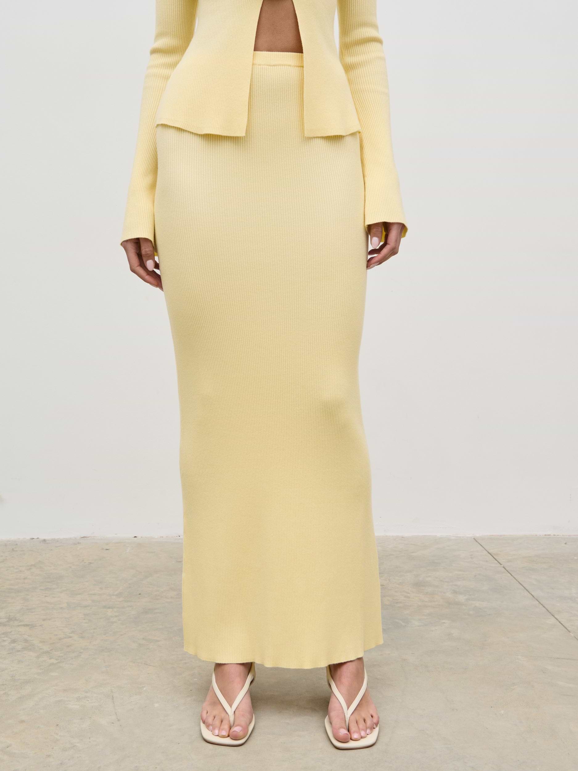 Clemmie Knit Maxi Skirt - Pale Lemon