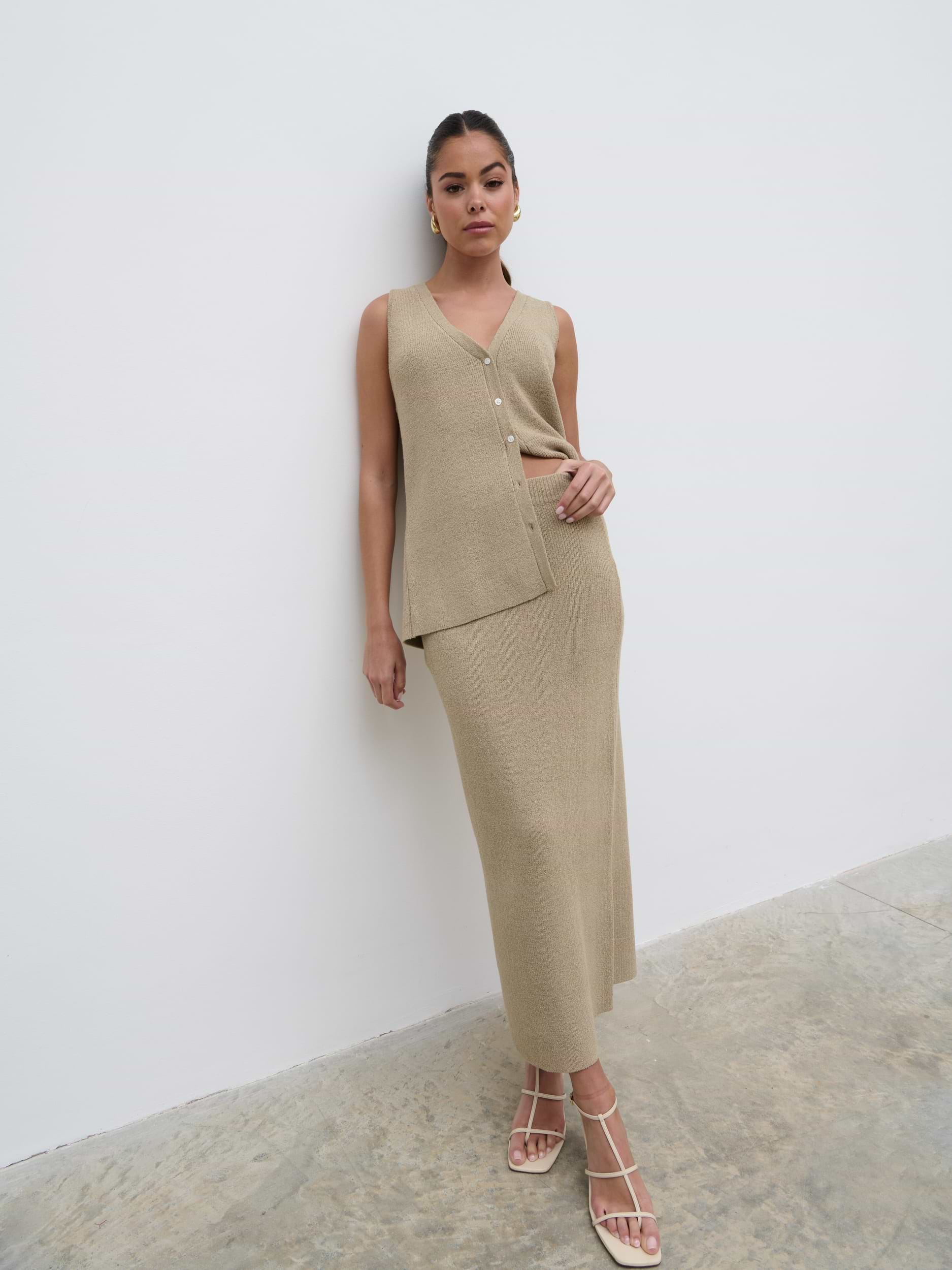 Kourtney Knit Midaxi Skirt - Taupe