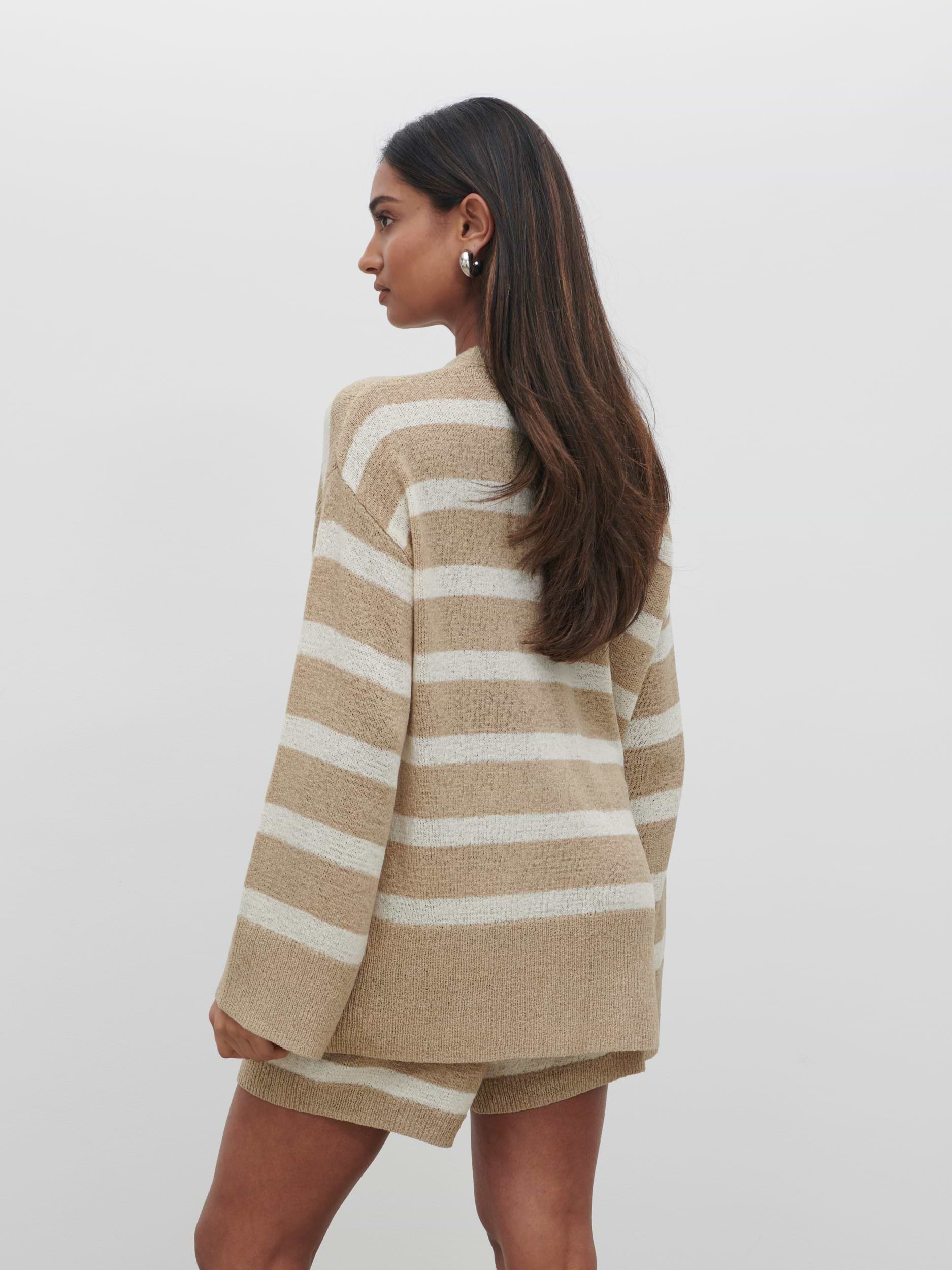 Dakota Stripe Knit Jumper - Oatmeal and Cream