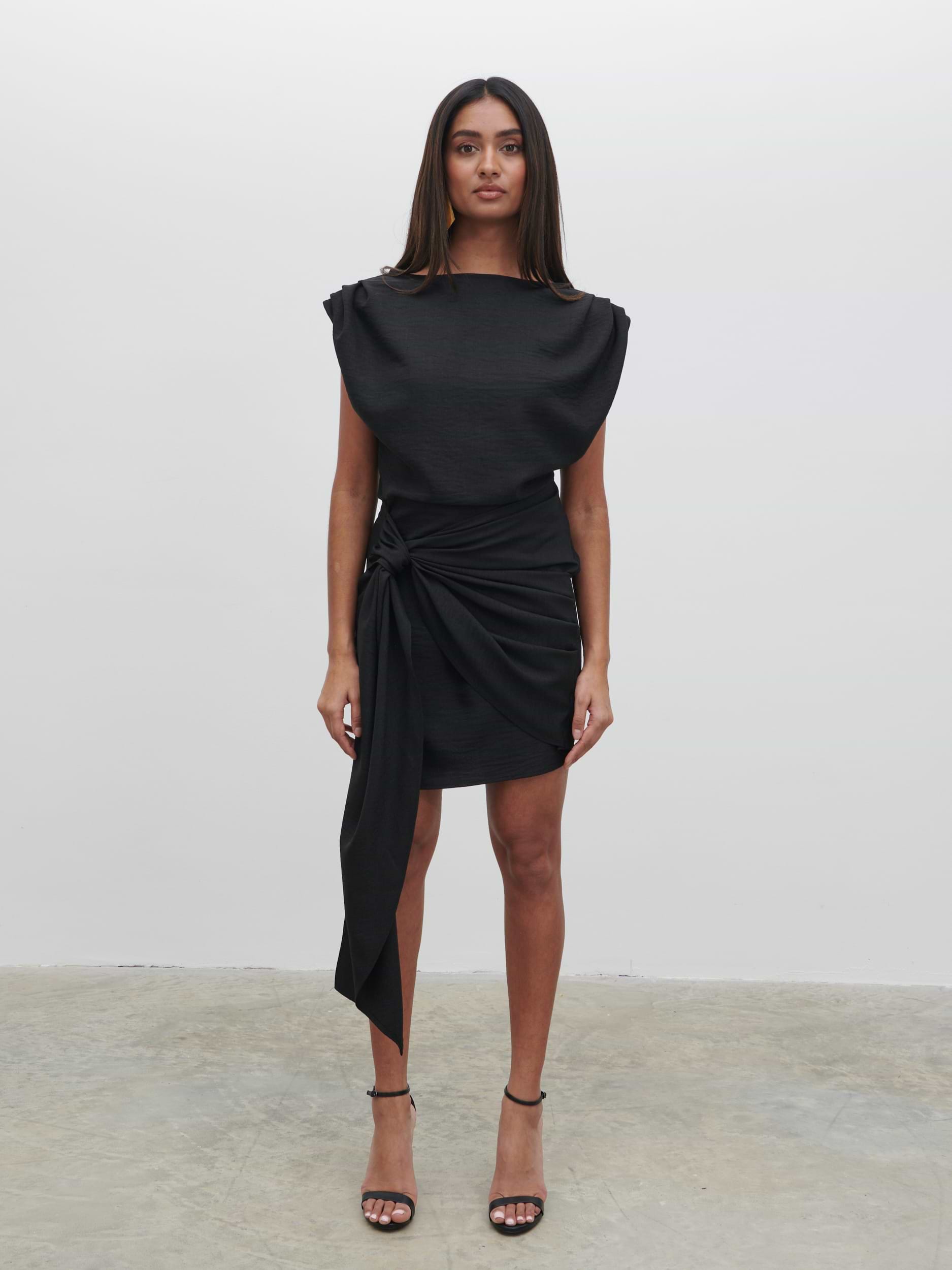Dana Wrap Mini Dress - Black