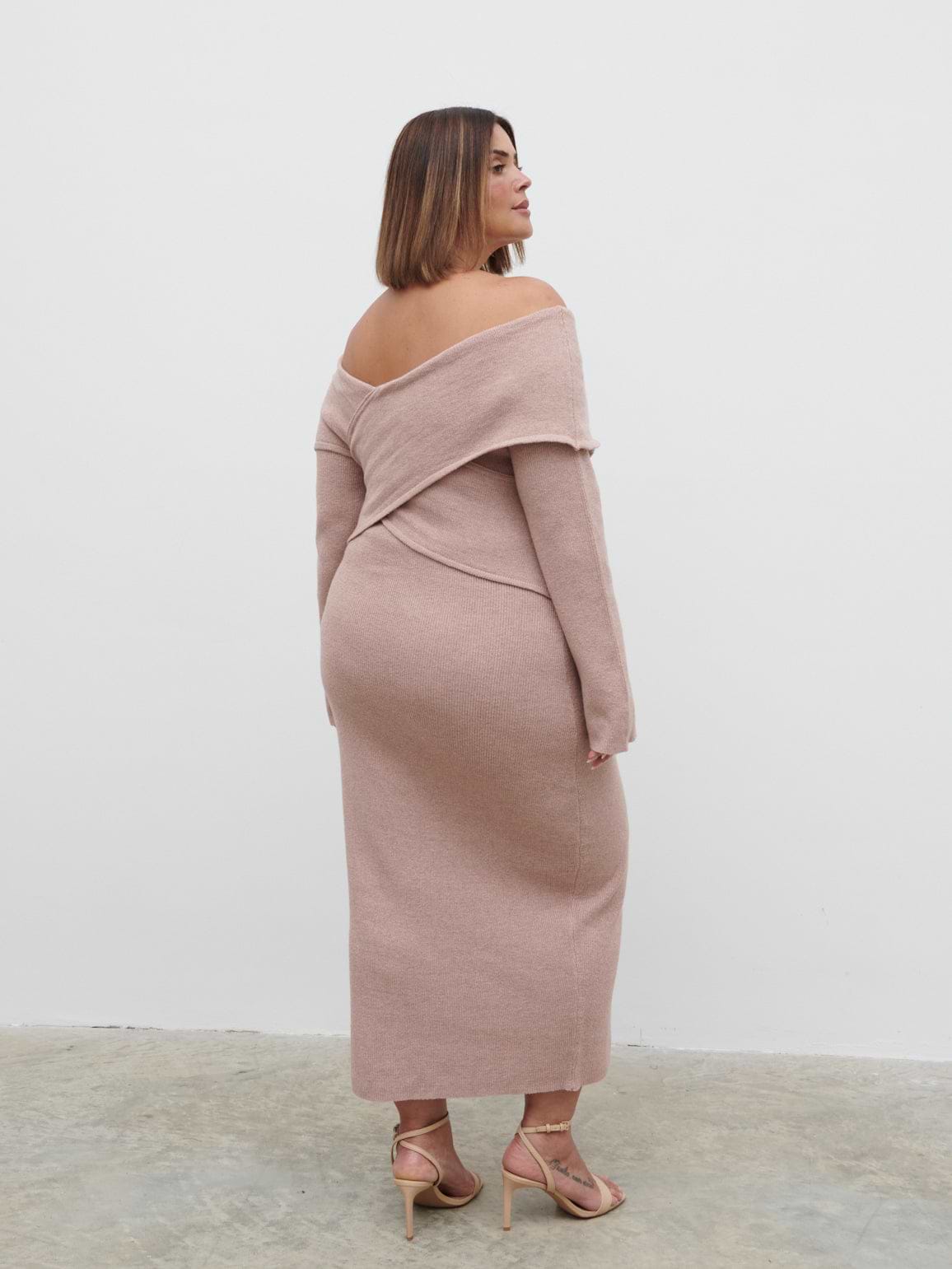 Danica Wrap Knit Midaxi Dress Curve - Pink