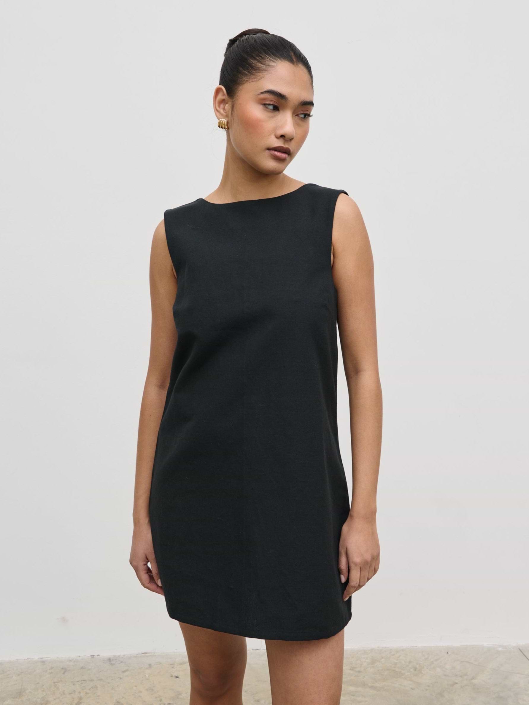Darla Button Mini Dress - Black