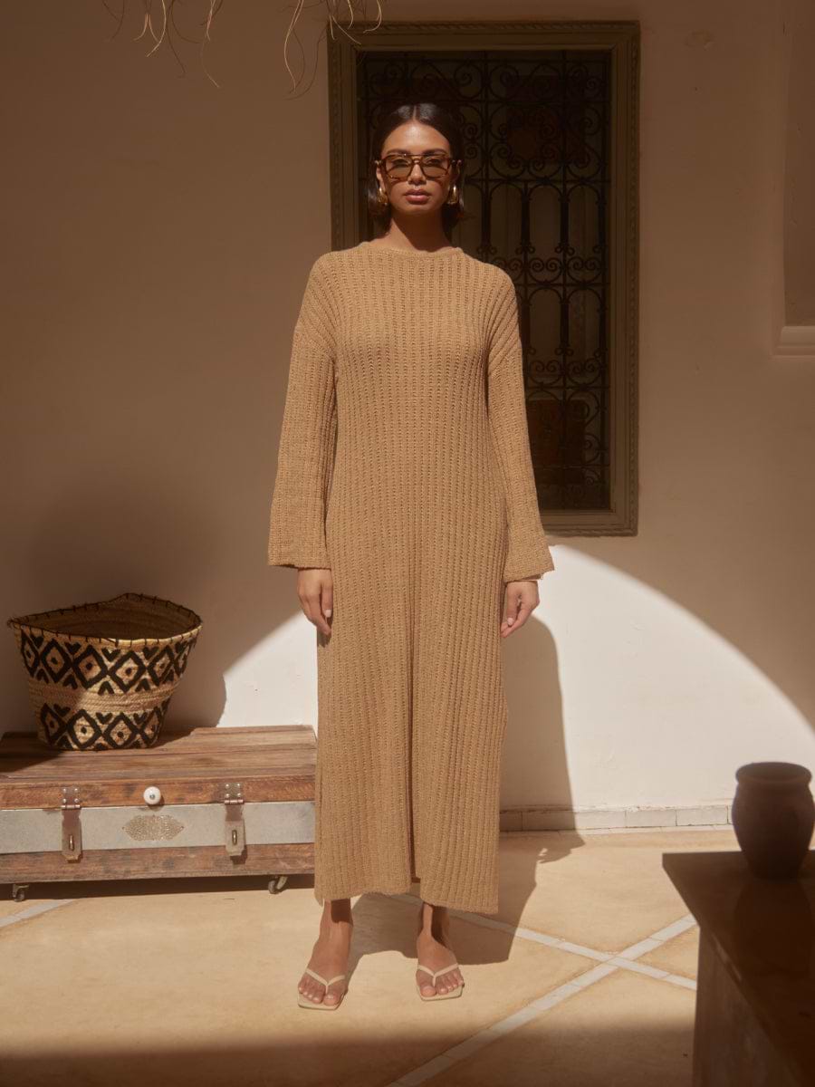 Eleanor Knit Maxi Dress - Biscuit