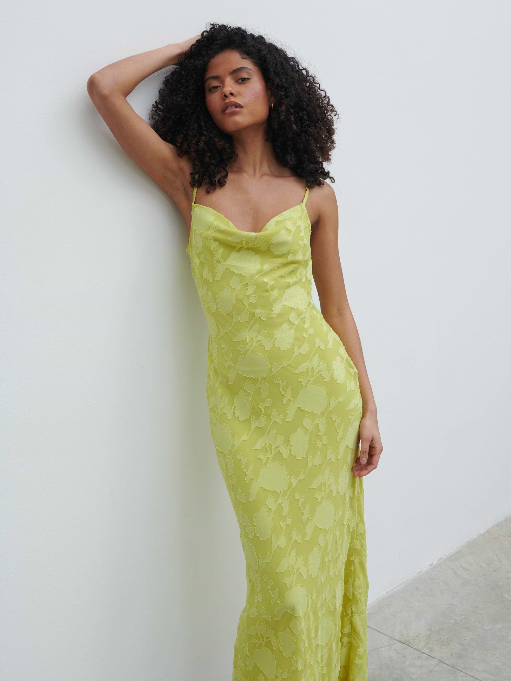 Eden Jacquard Maxi Dress - Chartreuse