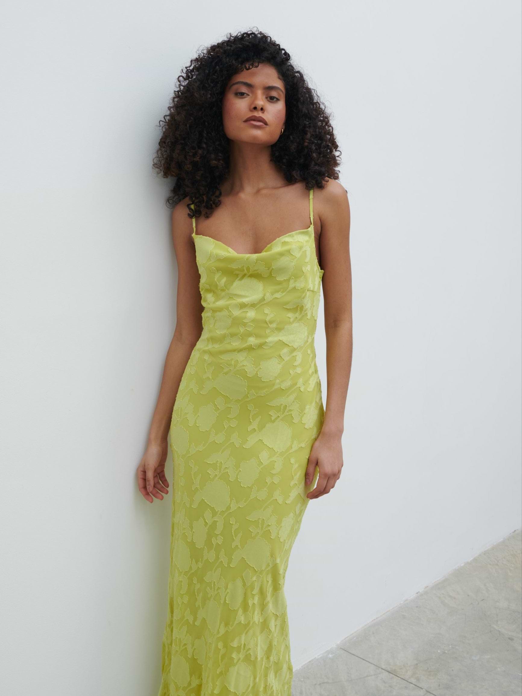 Eden Jacquard Maxi Dress - Chartreuse