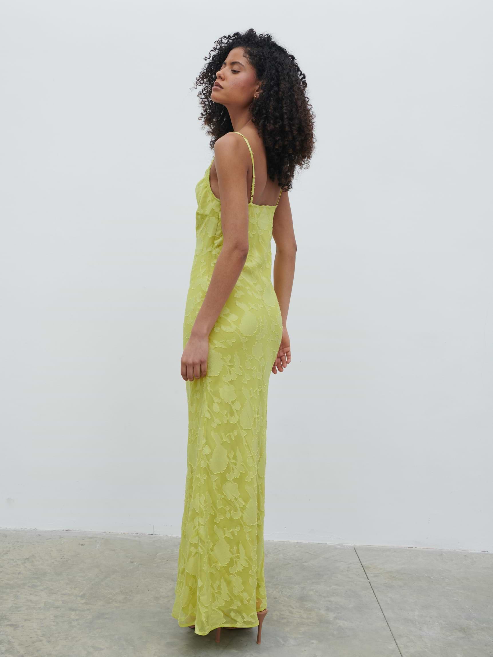 Eden Jacquard Maxi Dress - Chartreuse