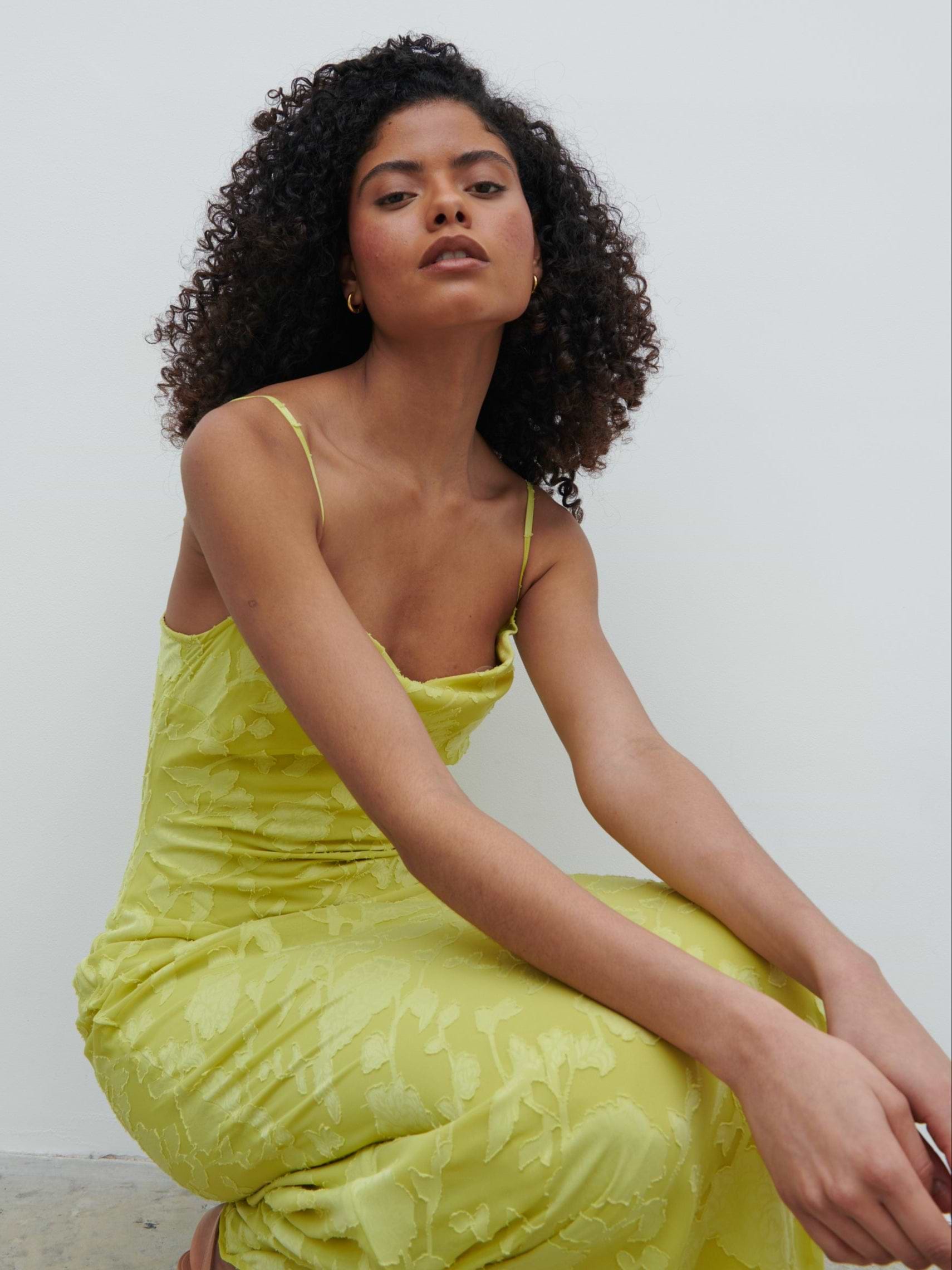 Eden Jacquard Maxi Dress - Chartreuse