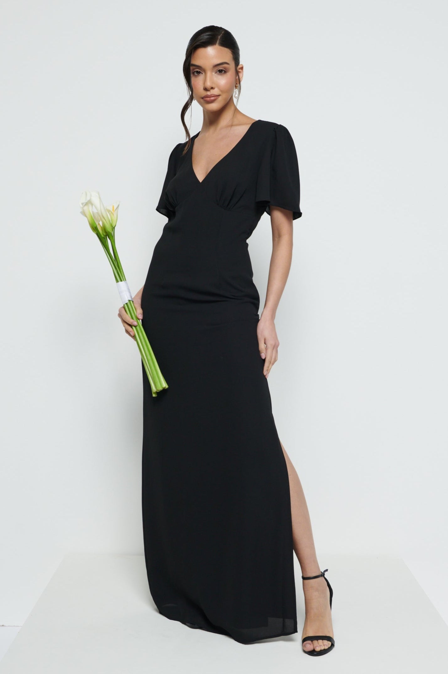 Edie Chiffon Maxi Bridesmaid Dress - Black