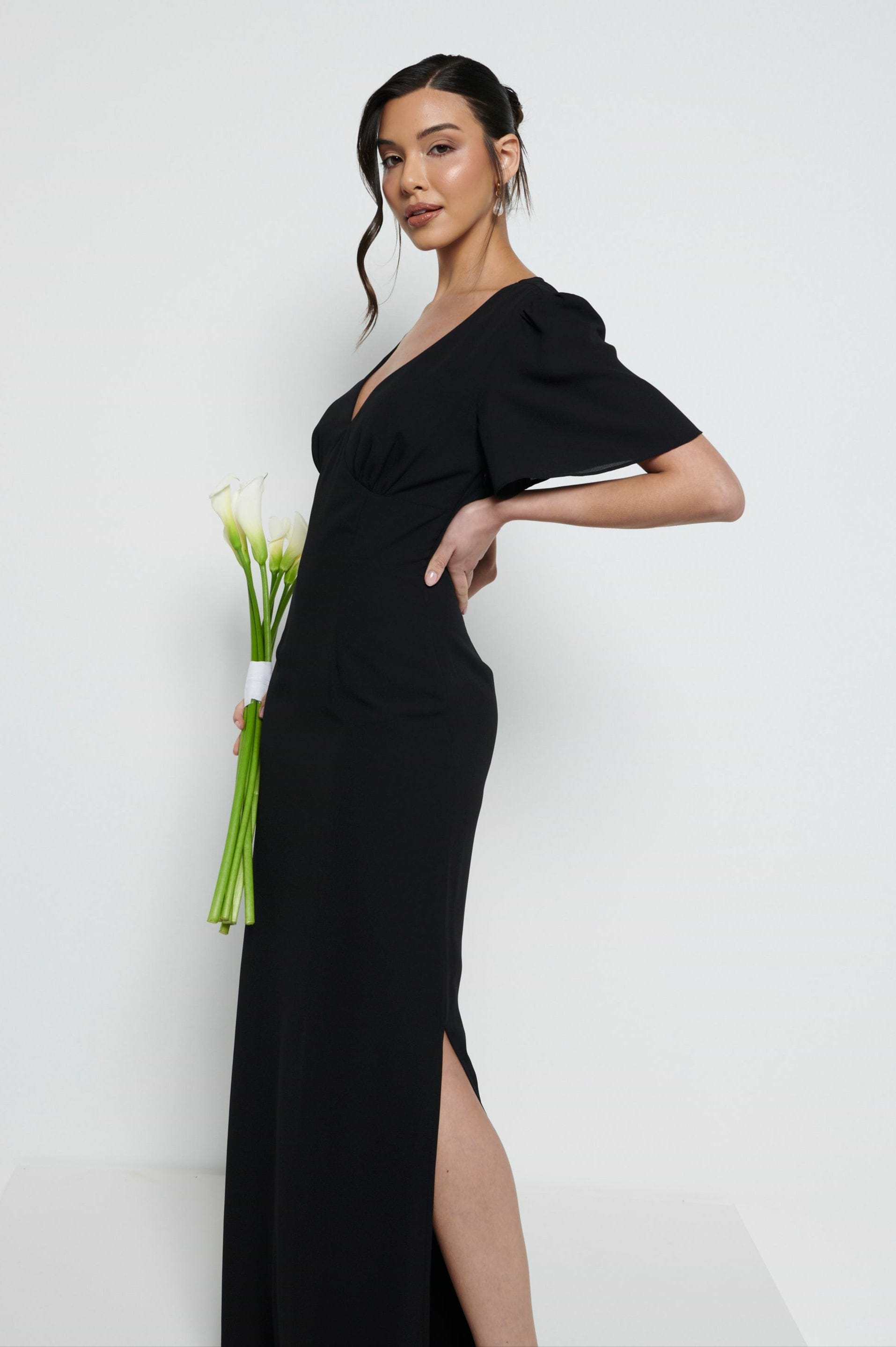 Edie Chiffon Maxi Bridesmaid Dress - Black