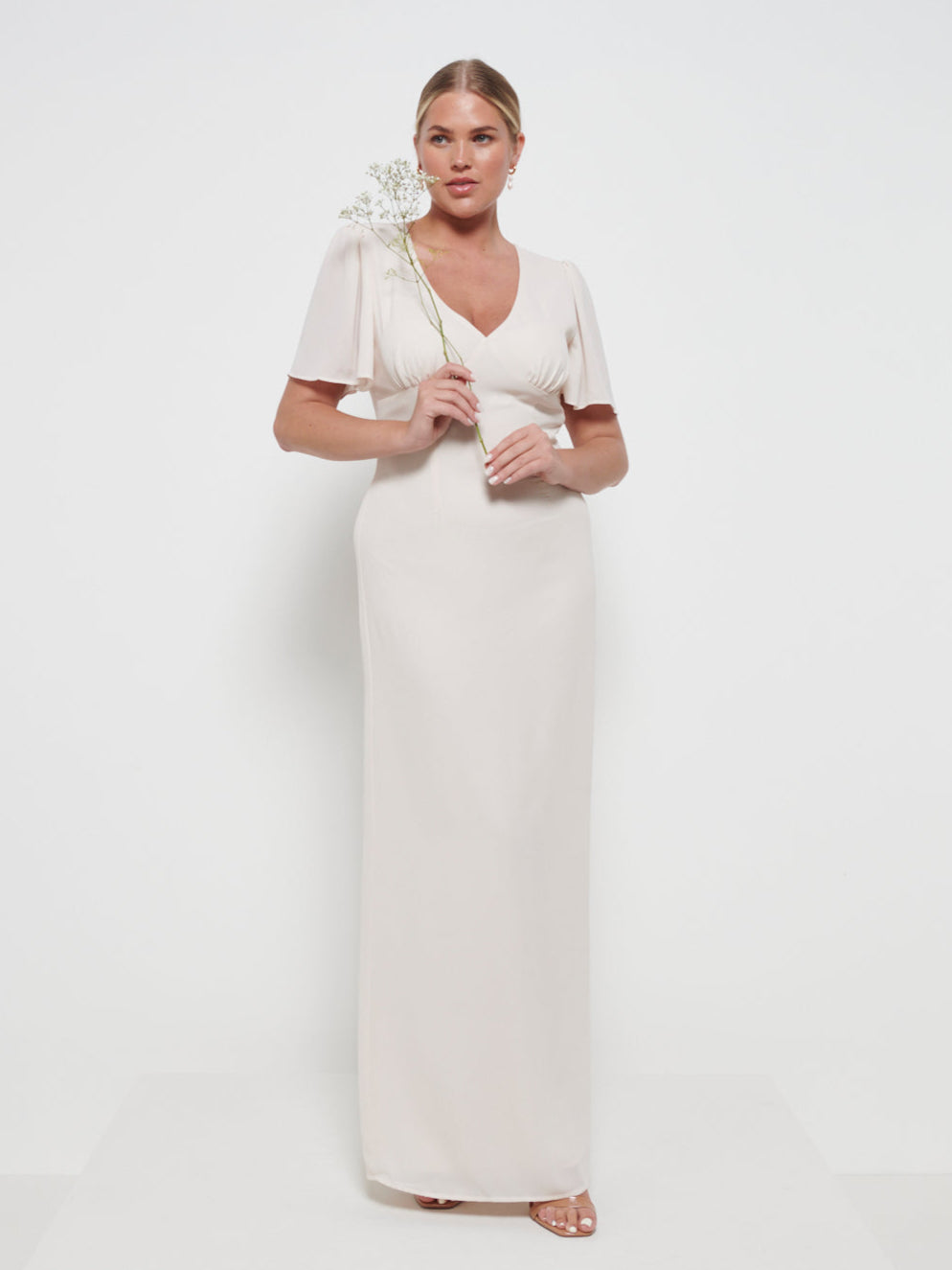 Edie Chiffon Maxi Bridesmaids Dress - Champagne