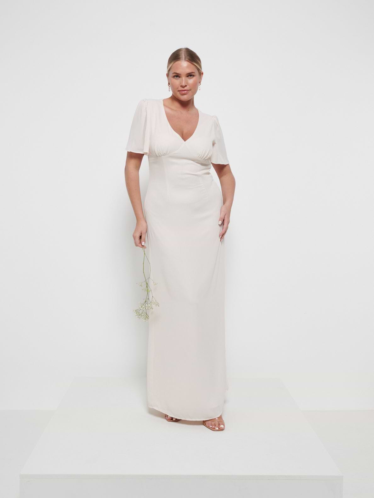 Edie Chiffon Maxi Bridesmaids Dress - Champagne