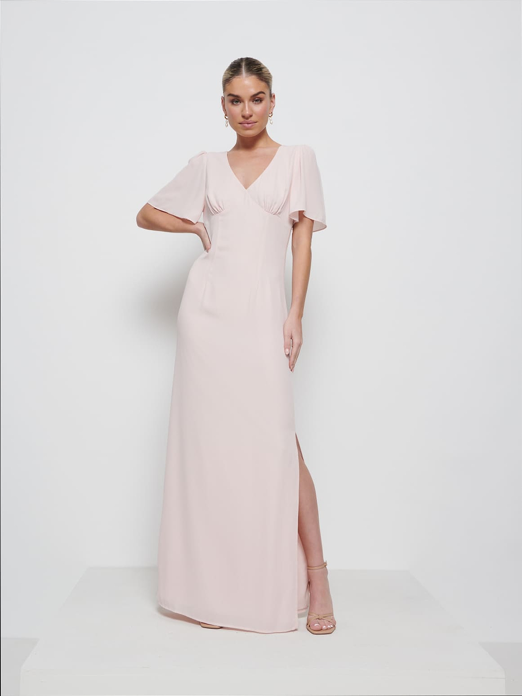Edie Chiffon Maxi Bridesmaids Dress - Blush