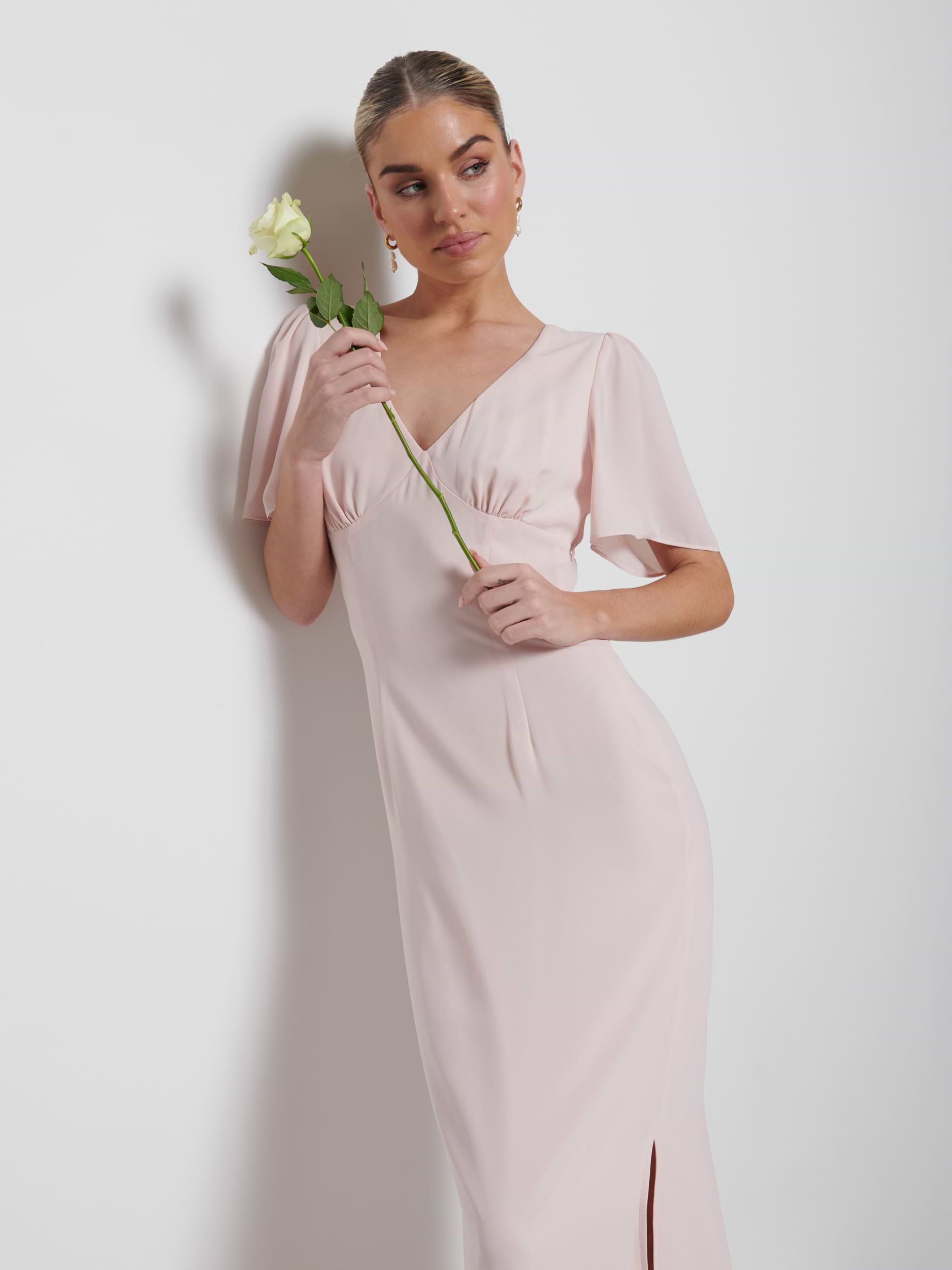 Edie Chiffon Maxi Bridesmaids Dress - Blush
