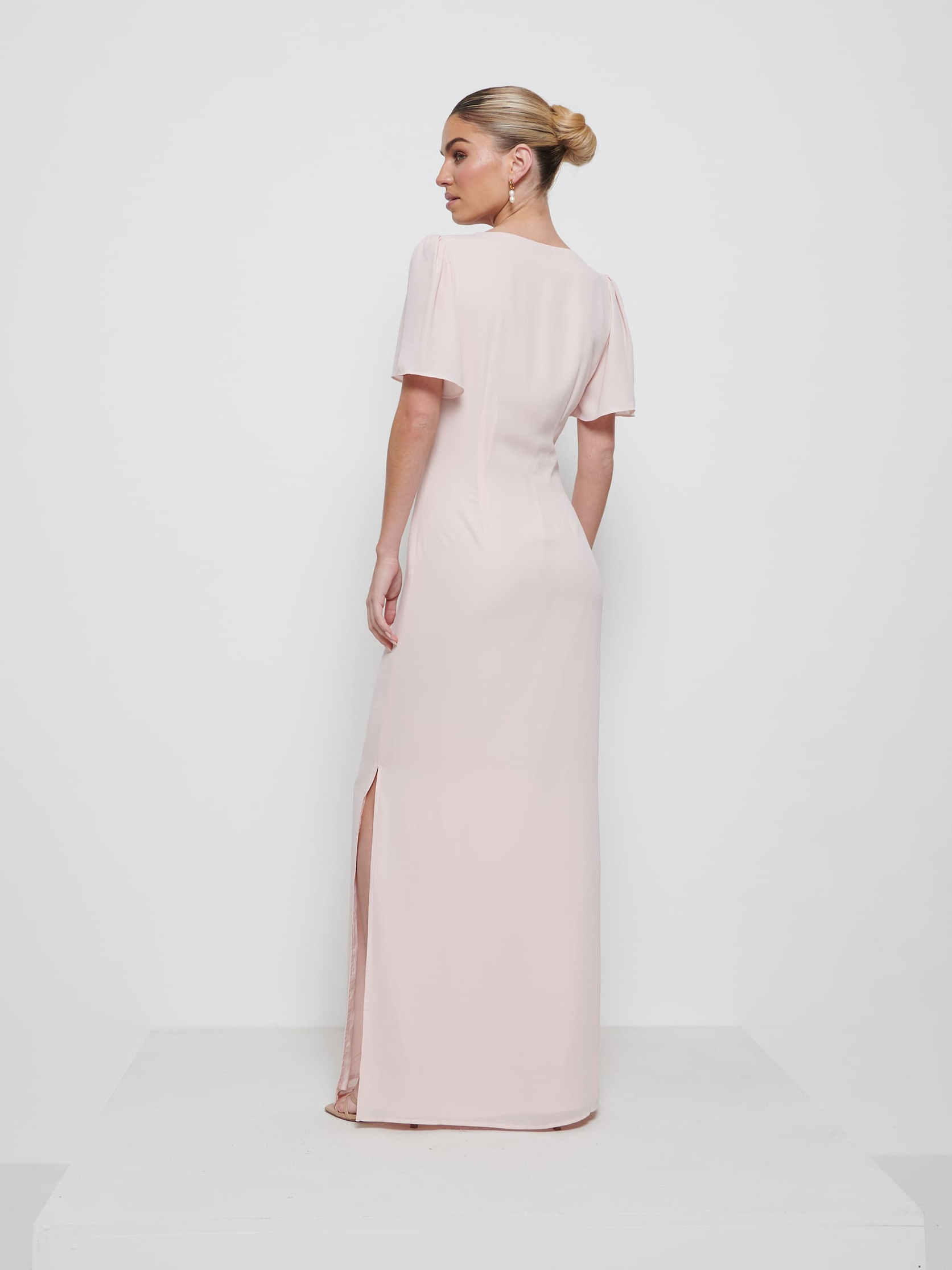 Edie Chiffon Maxi Bridesmaids Dress - Blush