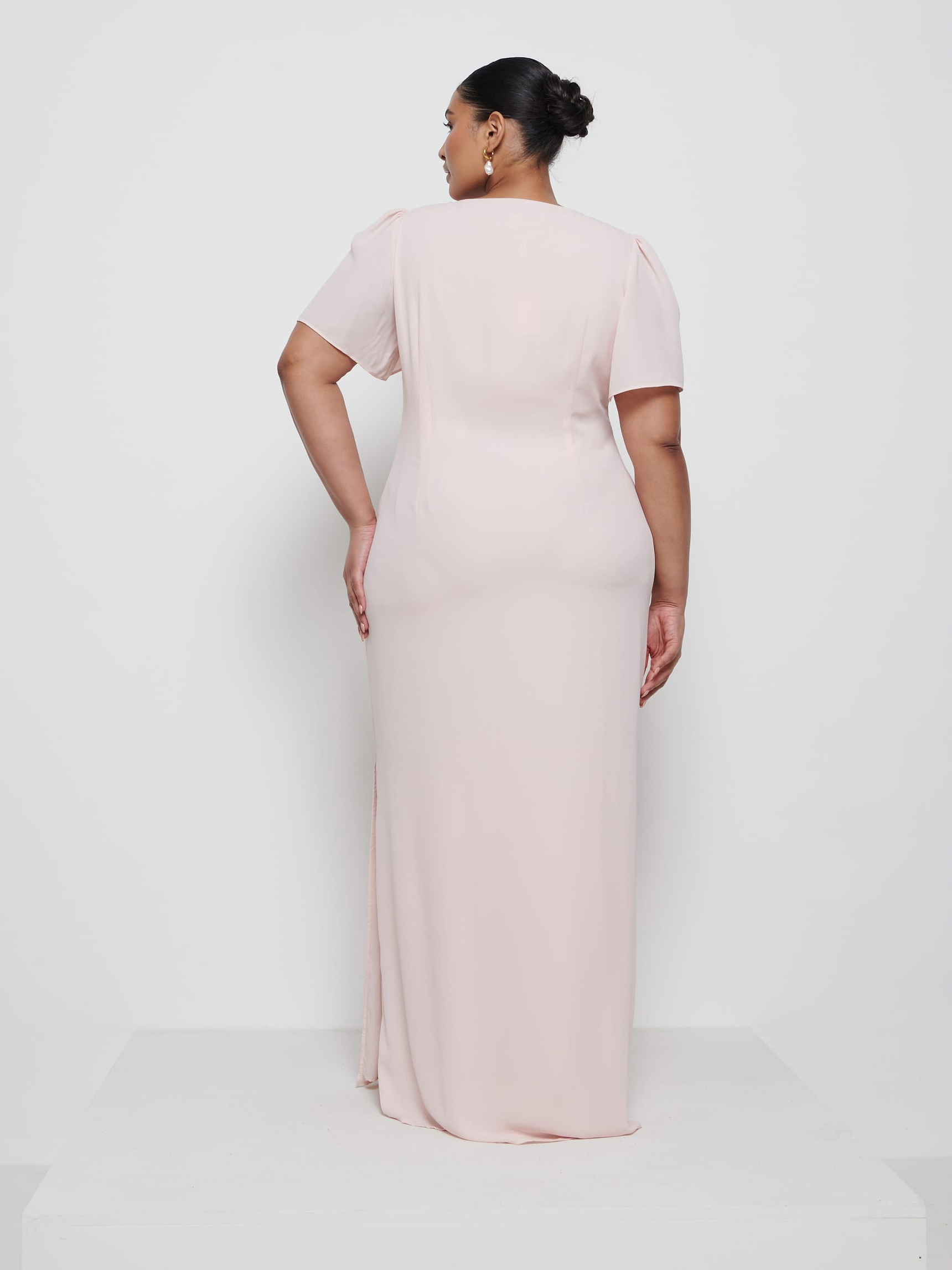 Edie Chiffon Maxi Bridesmaid Dress Curve - Blush