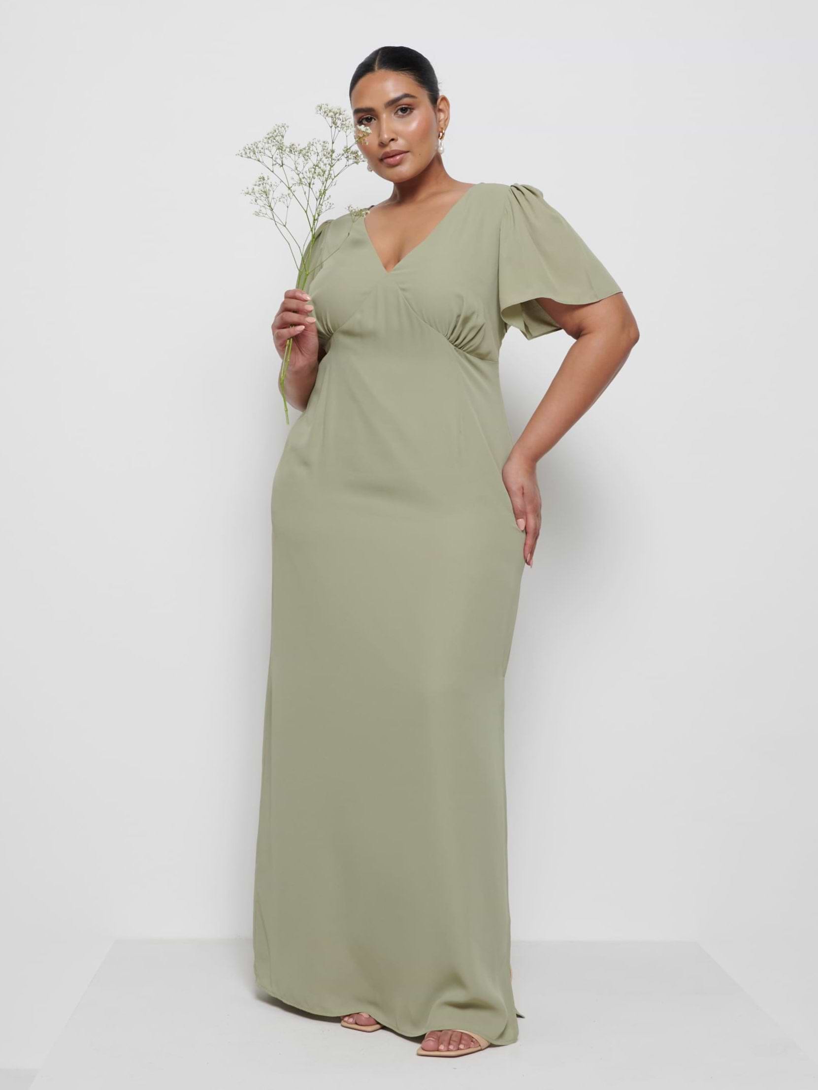Edie Chiffon Maxi Bridesmaid Dress Curve - Olive