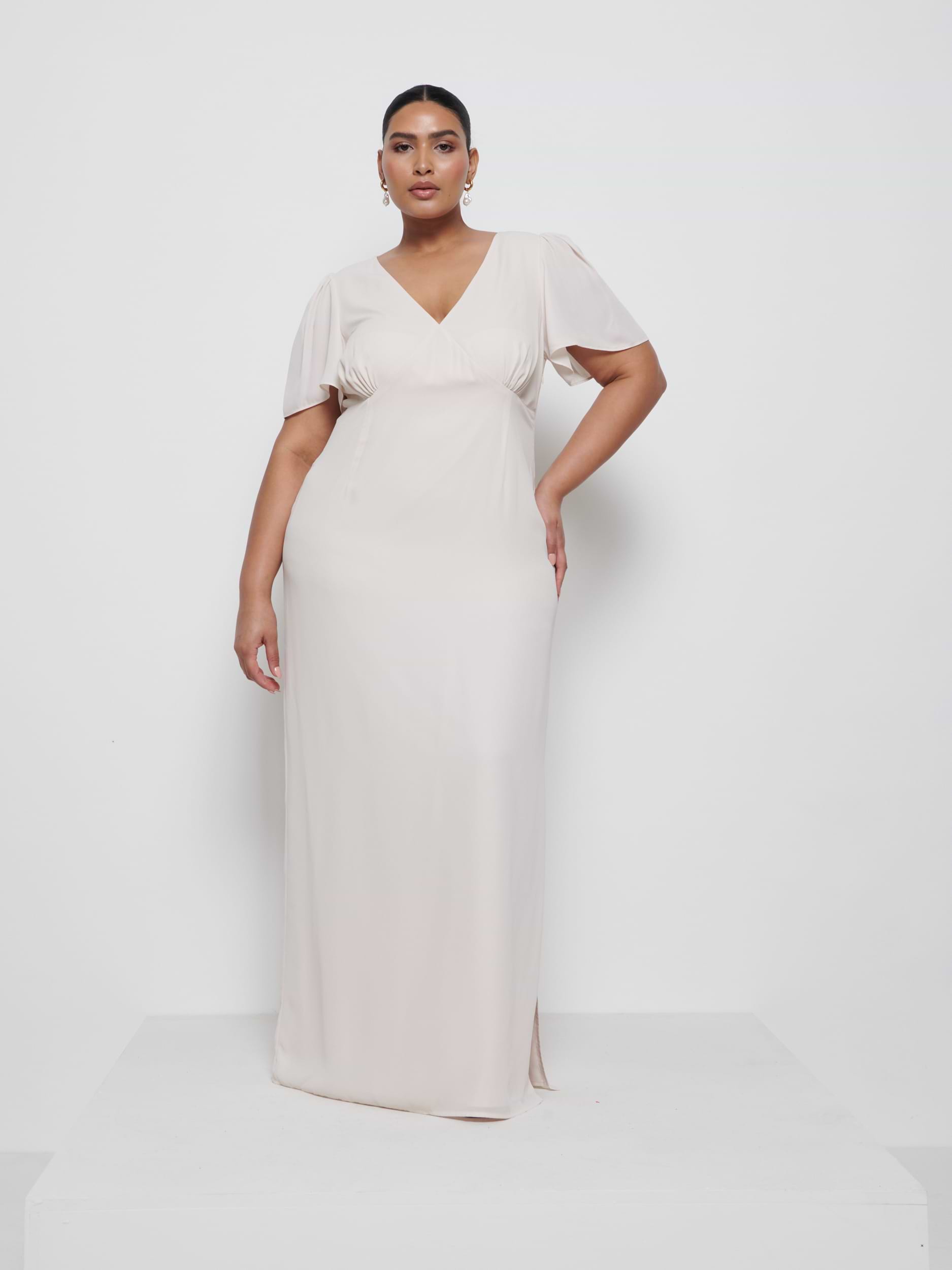 Edie Chiffon Maxi Bridesmaid Dress Curve - Champagne