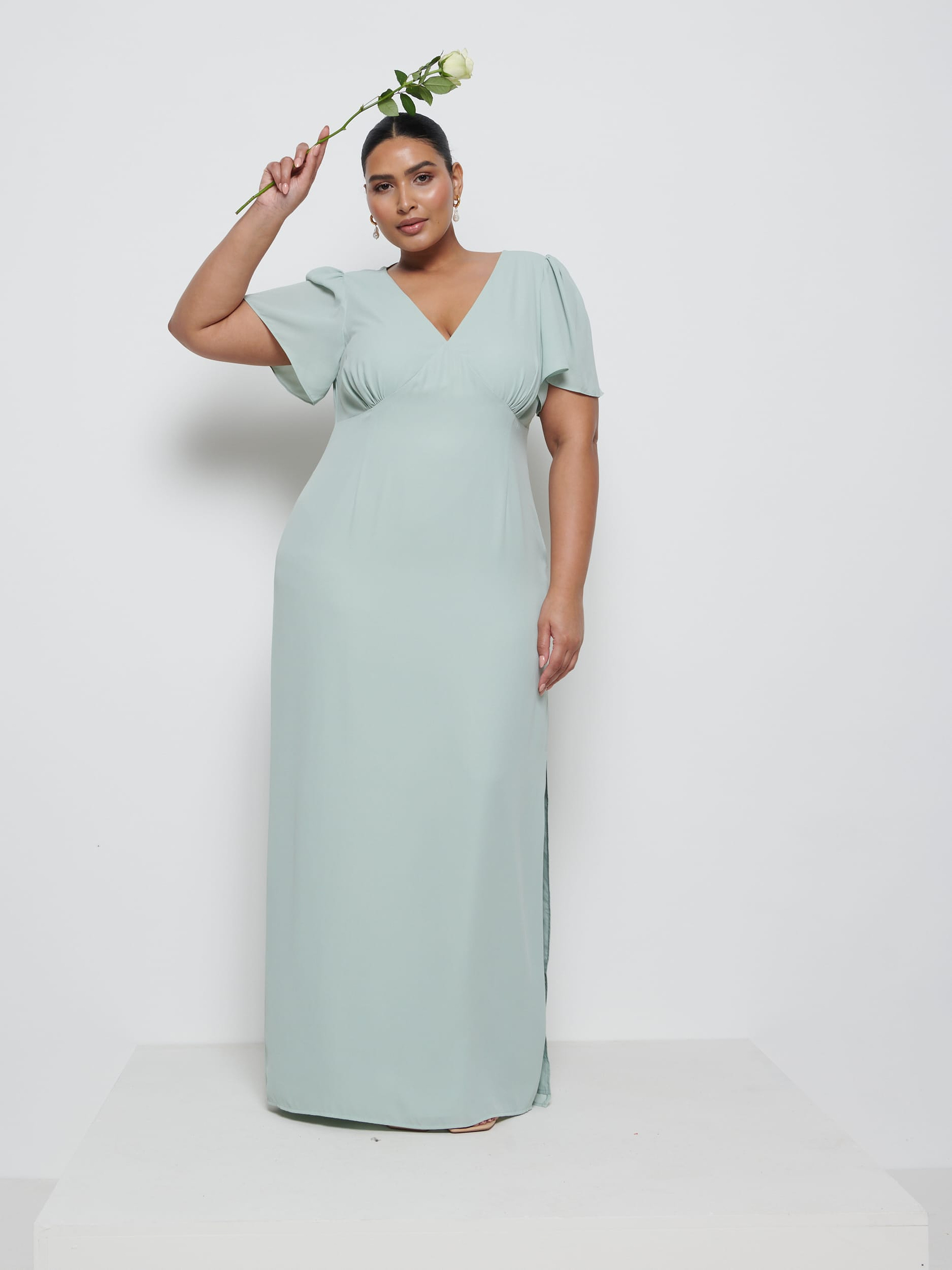 Edie Chiffon Maxi Bridesmaid Dress Curve - Sage