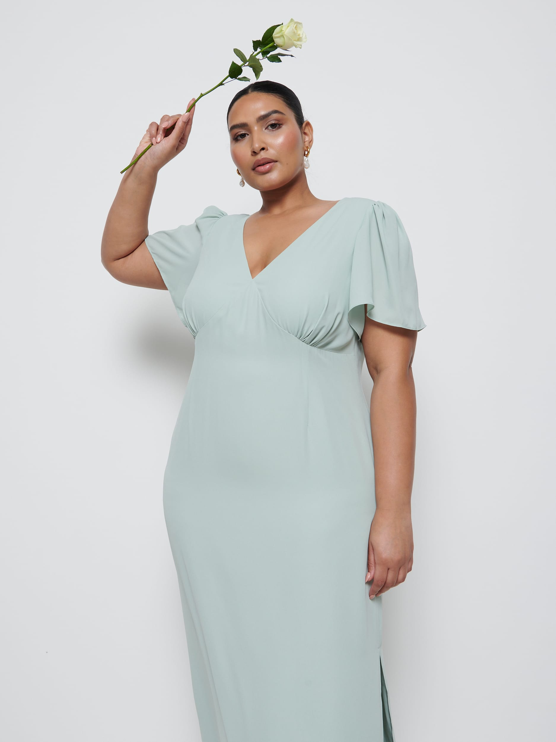 Edie Chiffon Maxi Bridesmaid Dress Curve - Sage