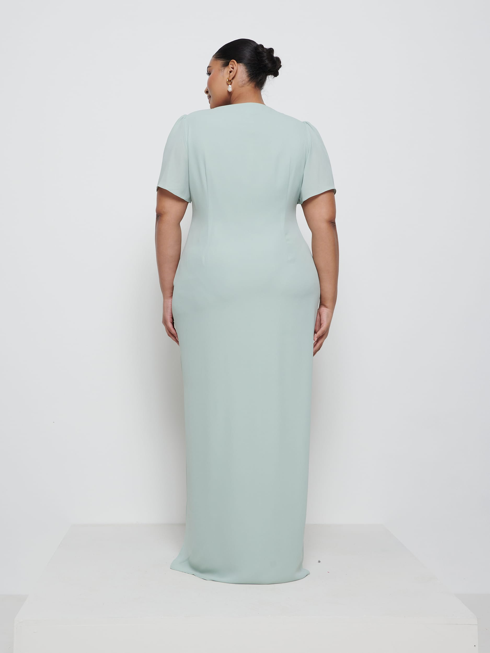 Edie Chiffon Maxi Bridesmaid Dress Curve - Sage