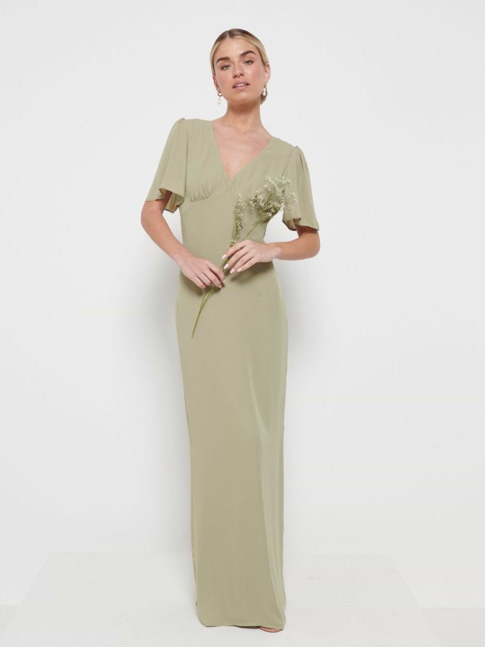 Edie Chiffon Maxi Bridesmaids Dress - Olive