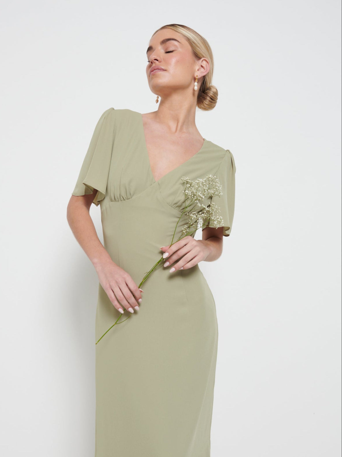 Edie Chiffon Maxi Bridesmaids Dress - Olive