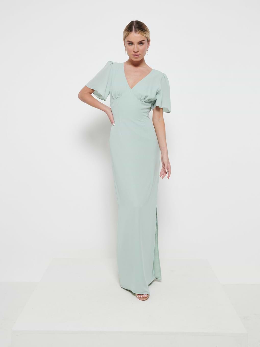Edie Chiffon Maxi Bridesmaids Dress - Sage