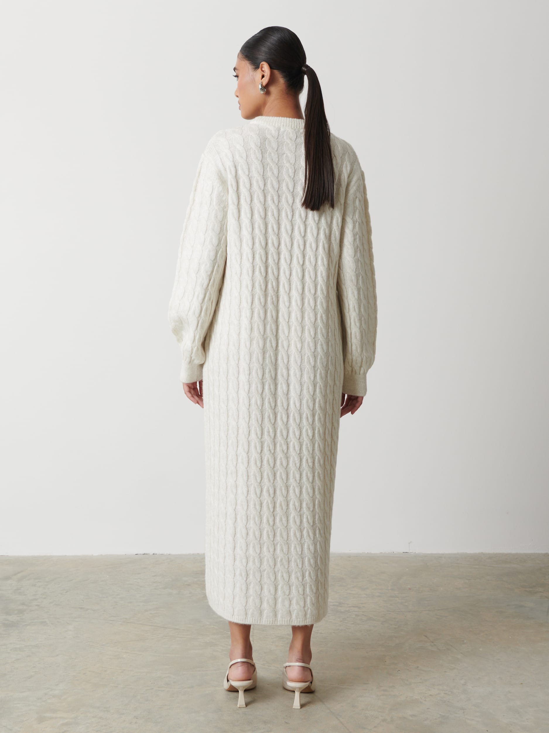 Elisha Cable Knit Midaxi Dress - Cream