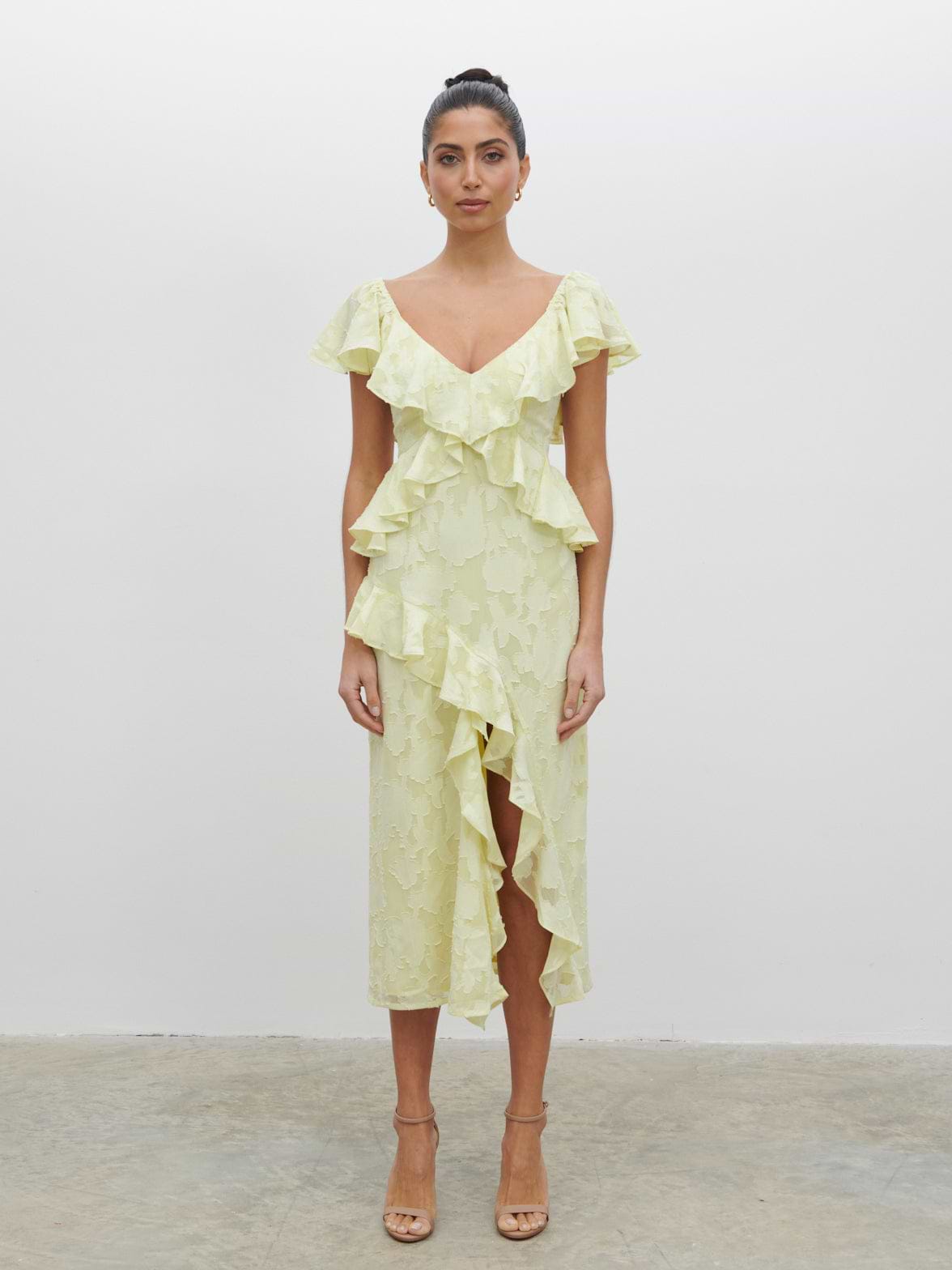Eloise Ruffle Midaxi Dress - Lemon