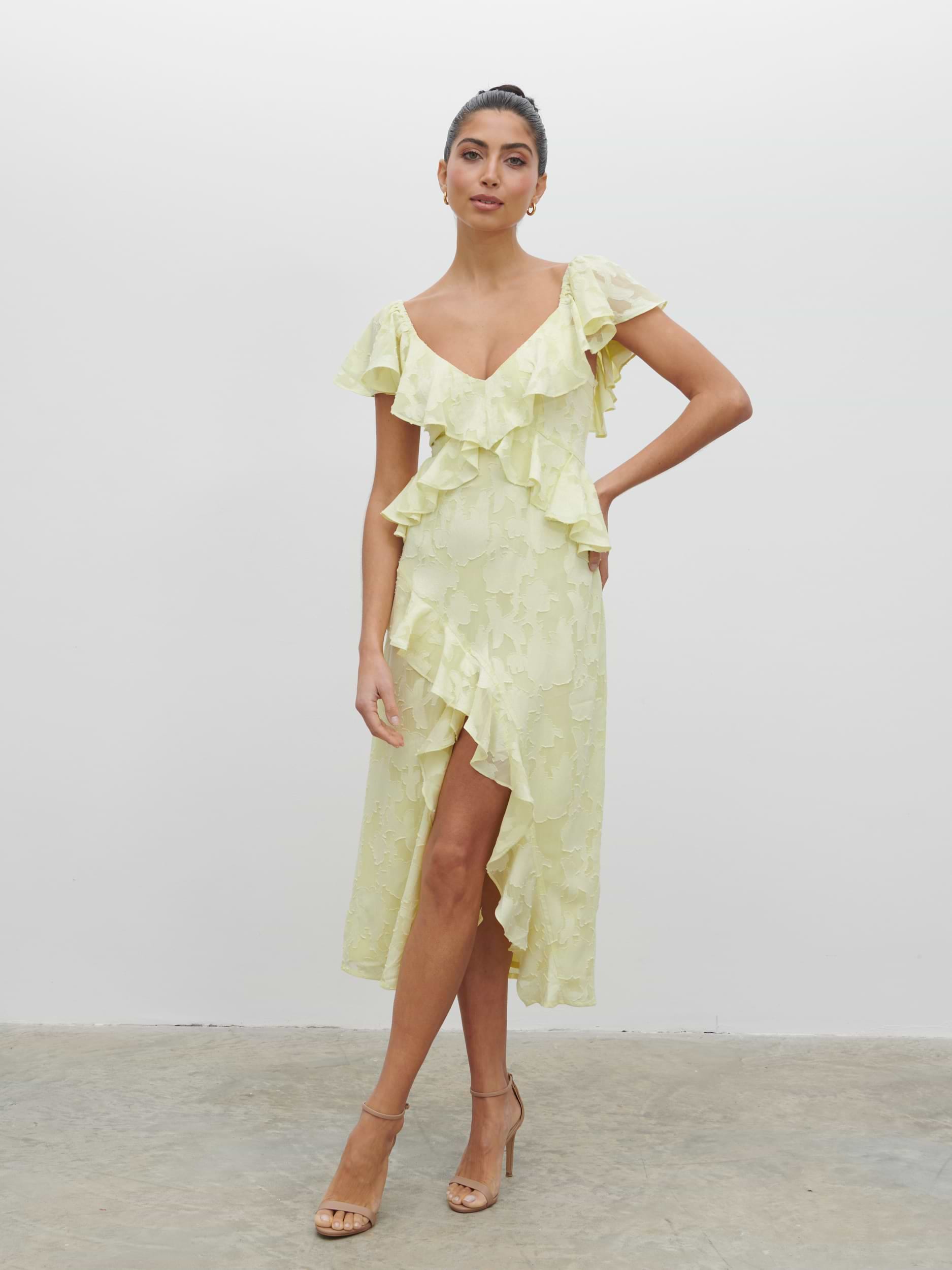 Eloise Ruffle Midaxi Dress - Lemon