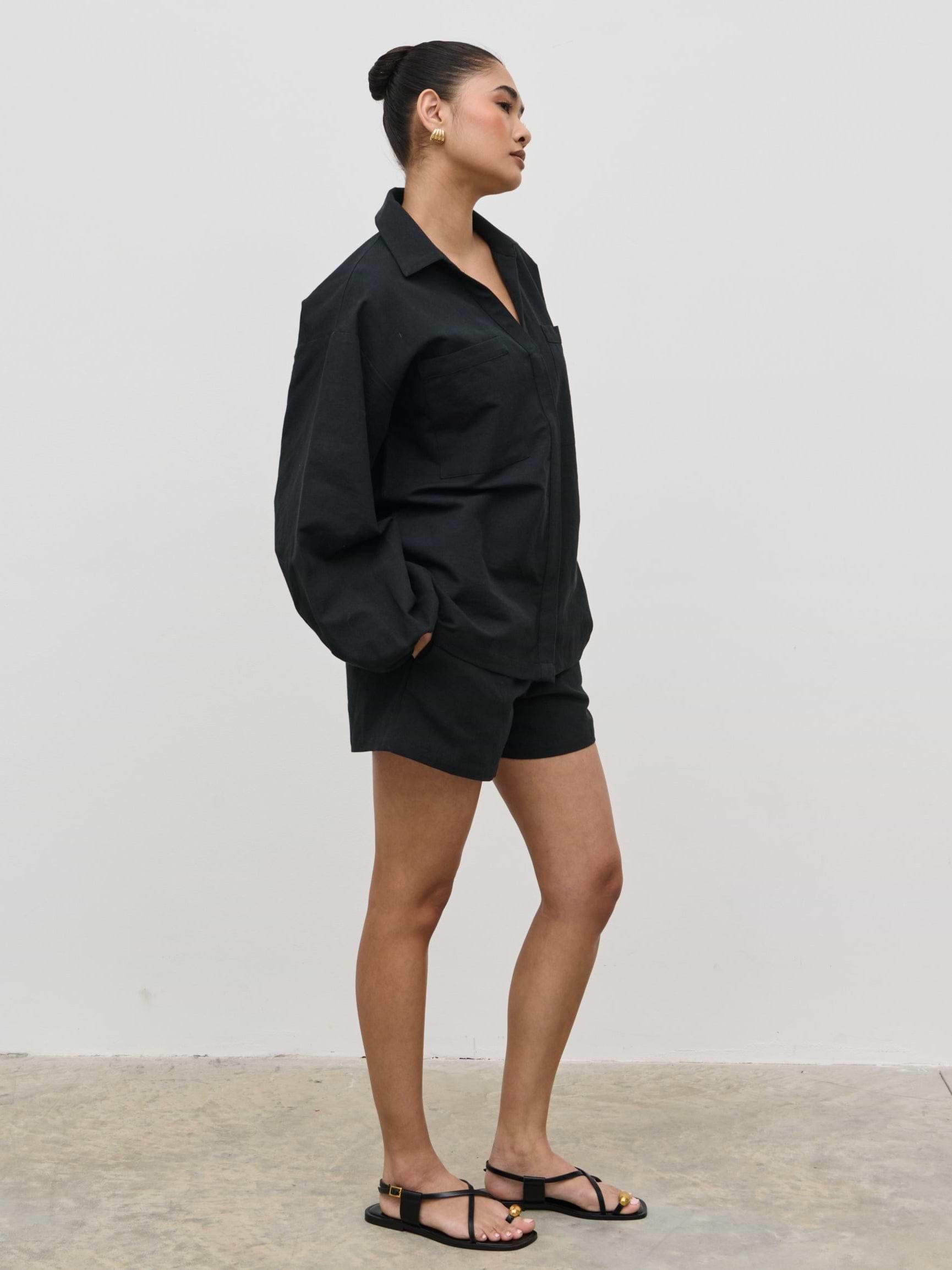 Emerson Balloon Sleeve Shirt - Black